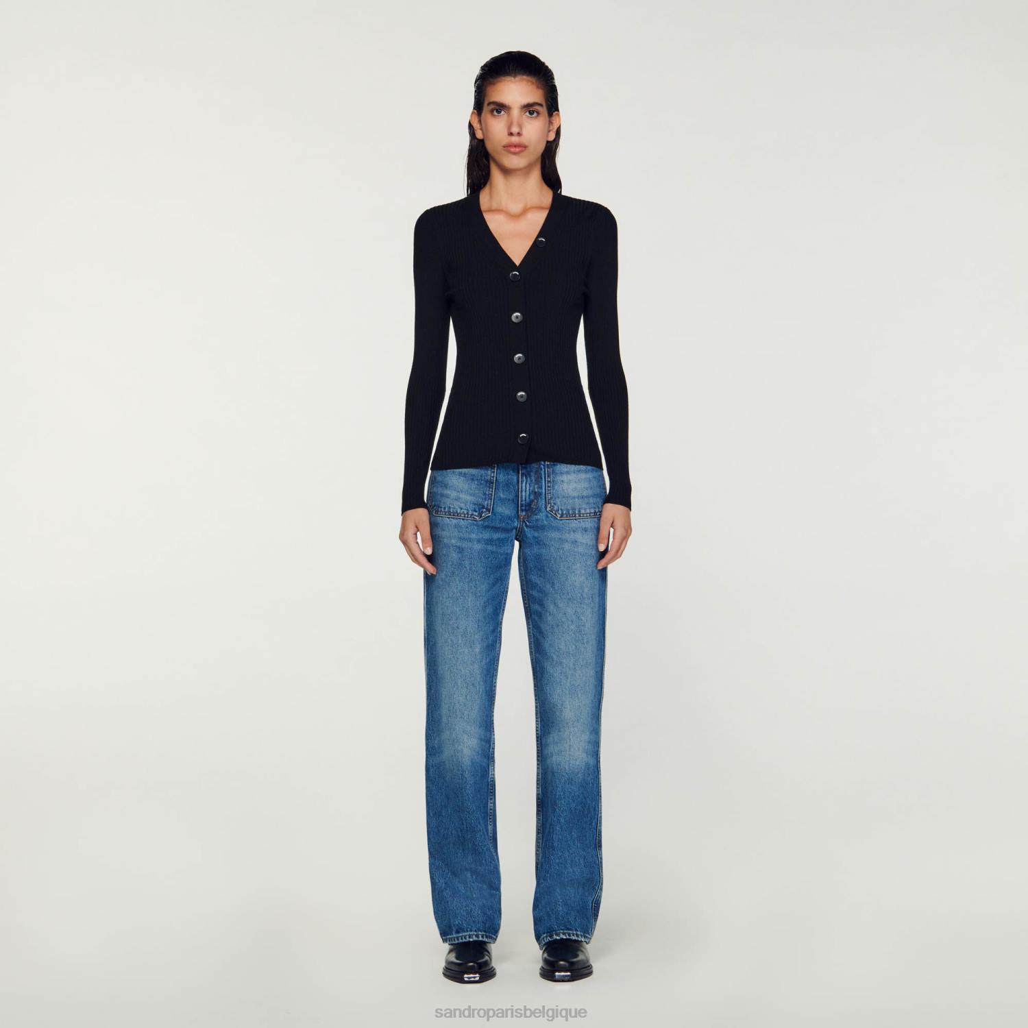 vêtements Sandro Paris cardigan tricoté noir femmes XLXD428
