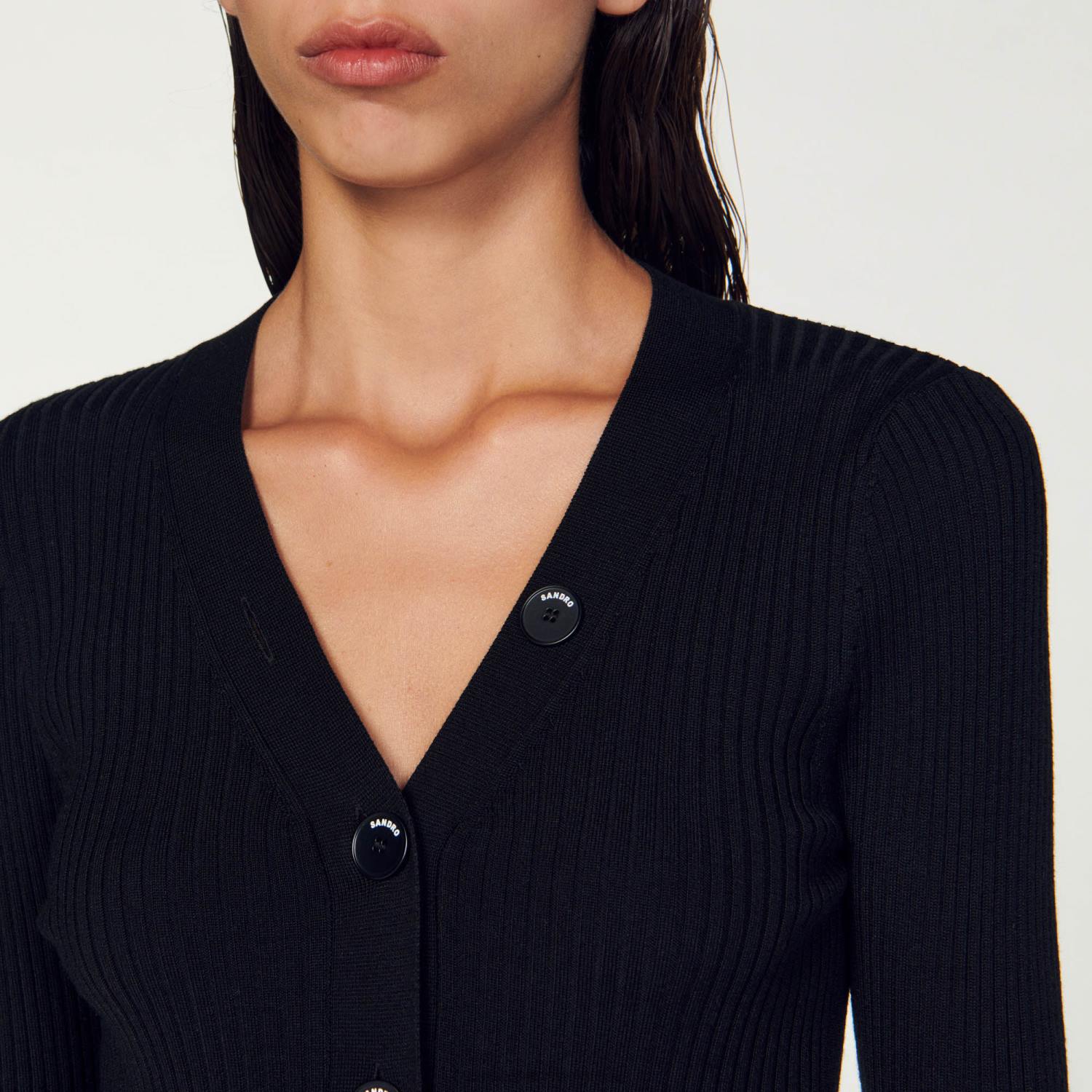 vêtements Sandro Paris cardigan tricoté noir femmes XLXD428