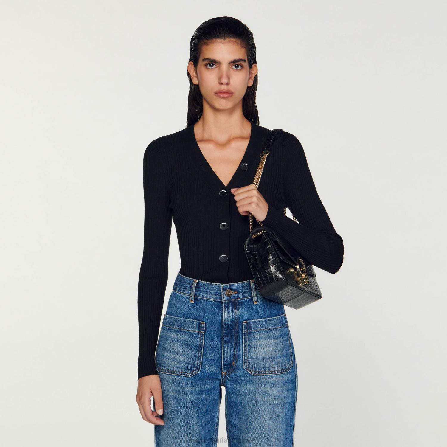 vêtements Sandro Paris cardigan tricoté noir femmes XLXD428
