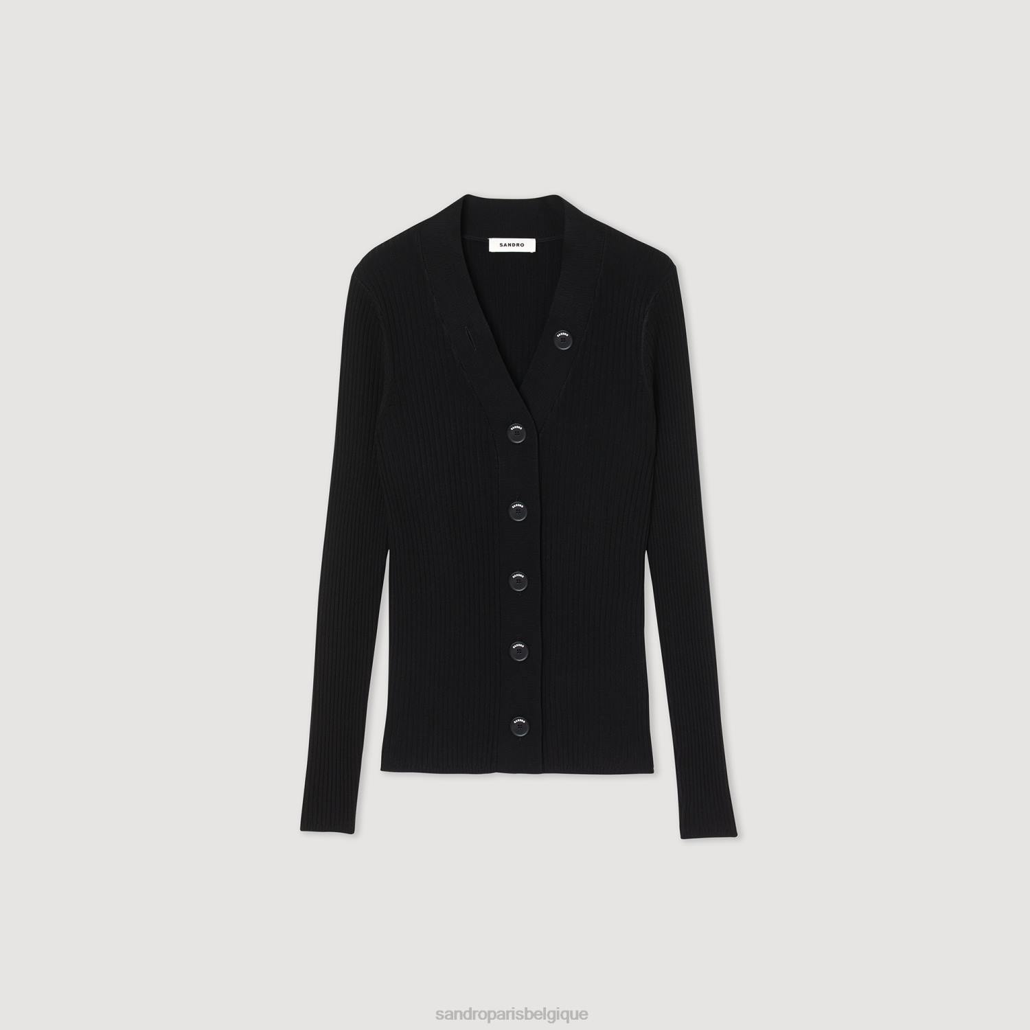 vêtements Sandro Paris cardigan tricoté noir femmes XLXD428
