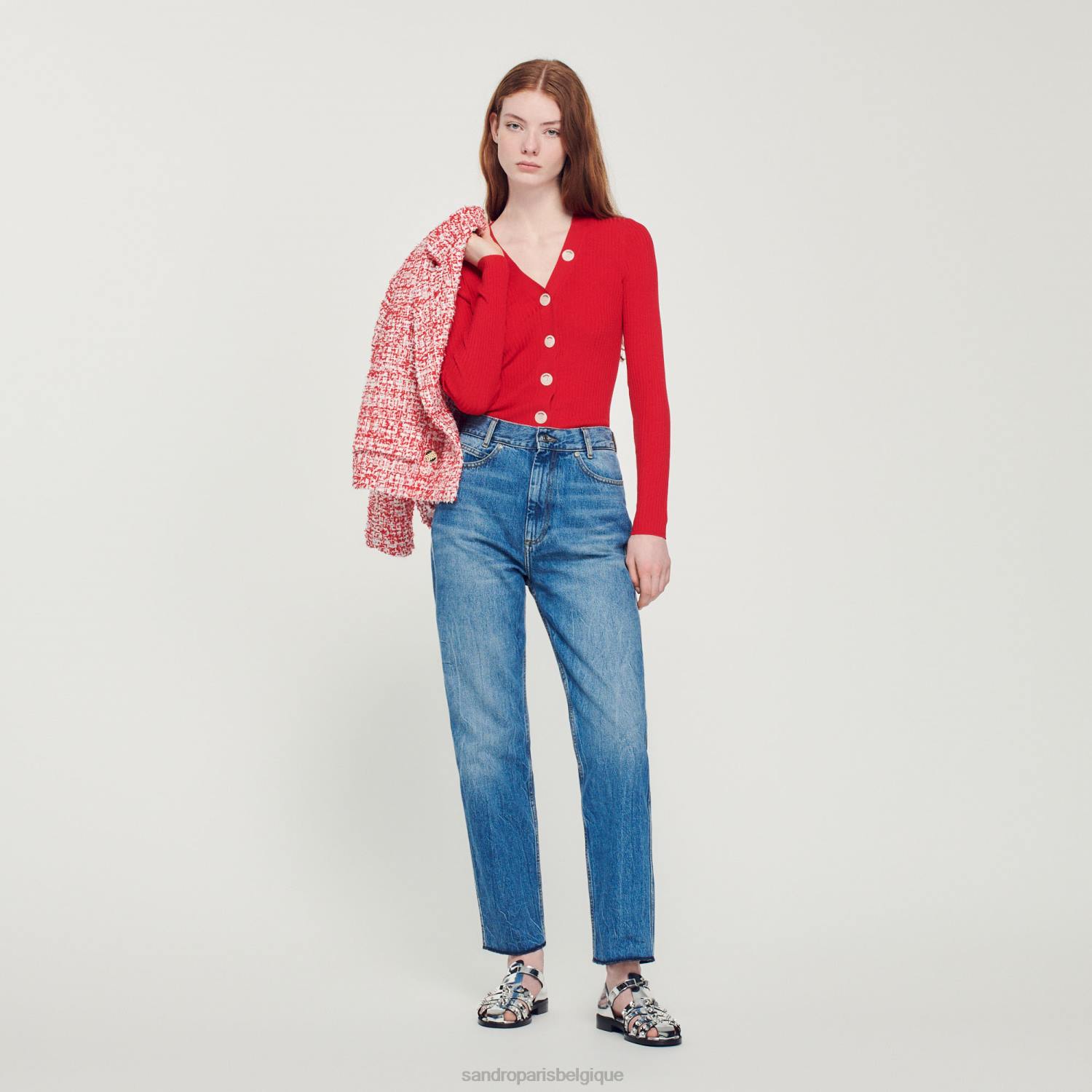 vêtements Sandro Paris cardigan tricoté une couleur femmes XLXD361