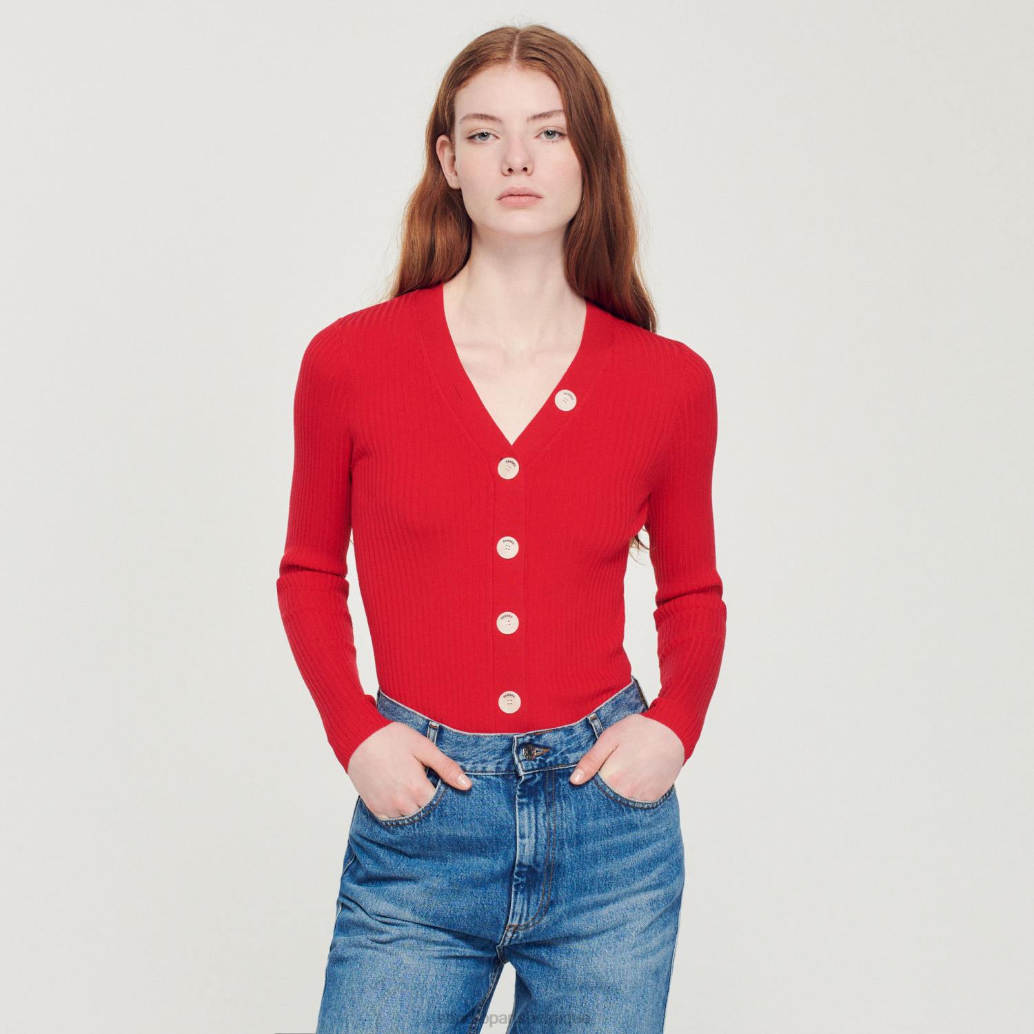 vêtements Sandro Paris cardigan tricoté une couleur femmes XLXD361