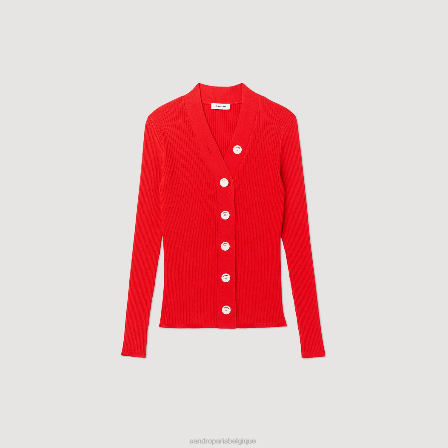 vêtements Sandro Paris cardigan tricoté une couleur femmes XLXD361