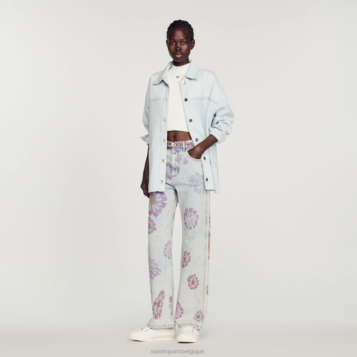 vêtements Sandro Paris coatigan en denim et tricot bleu ciel femmes XLXD437
