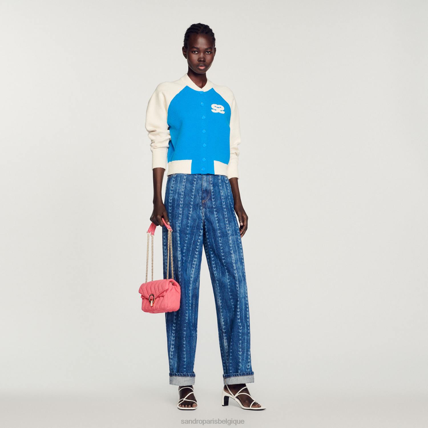 vêtements Sandro Paris coatigan universitaire bleu femmes XLXD293