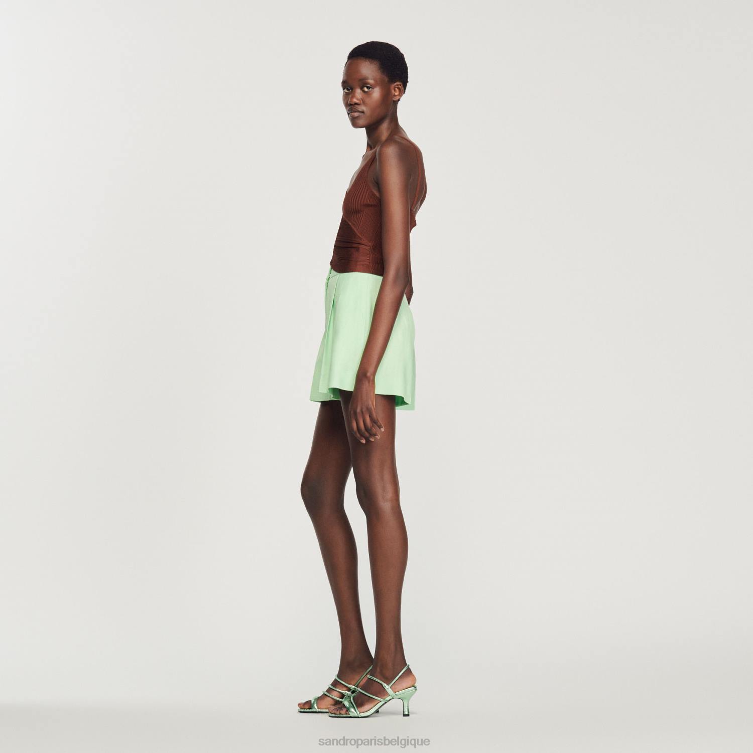 vêtements Sandro Paris débardeur plissé argile femmes XLXD399