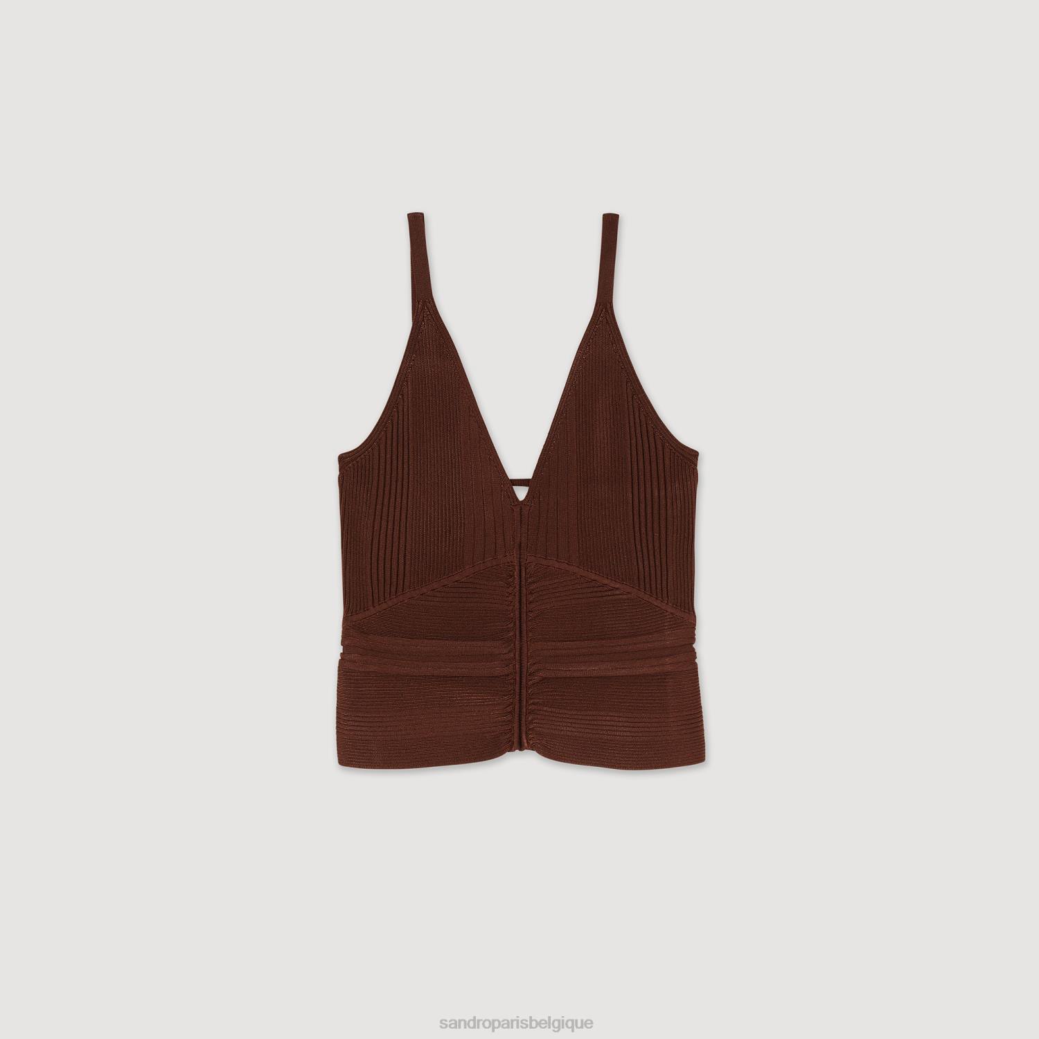 vêtements Sandro Paris débardeur plissé argile femmes XLXD399