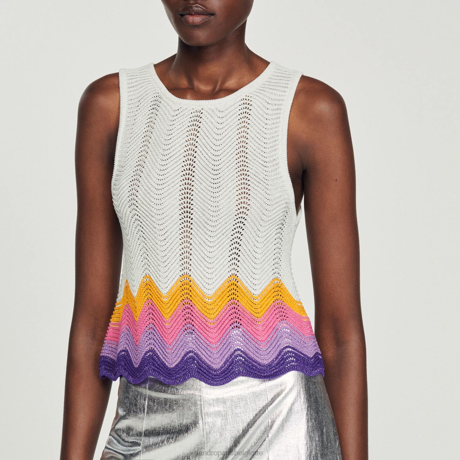 vêtements Sandro Paris débardeur tricoté multicolore femmes XLXD163