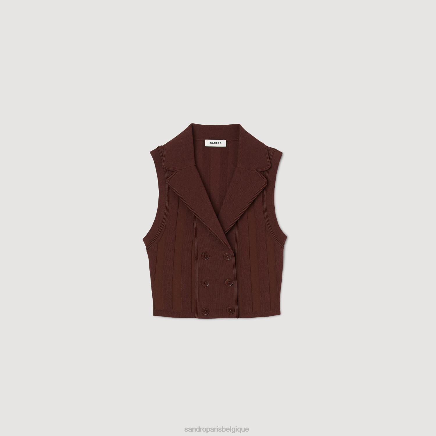 vêtements Sandro Paris gilet brun femmes XLXD18