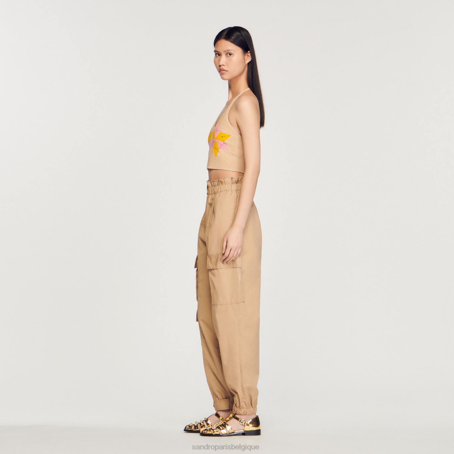 vêtements Sandro Paris haut court en crochet multicolore femmes XLXD441