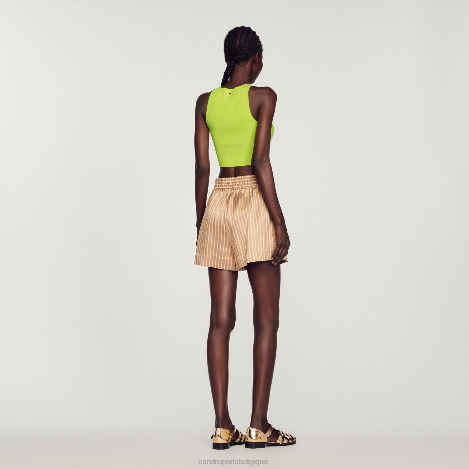 vêtements Sandro Paris haut court en maille Pomme verte femmes XLXD449