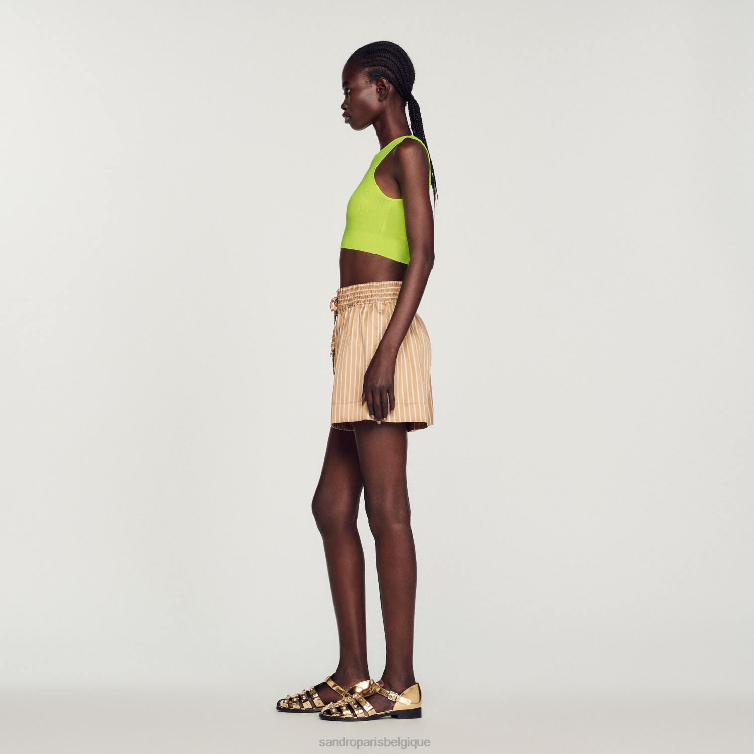 vêtements Sandro Paris haut court en maille Pomme verte femmes XLXD449