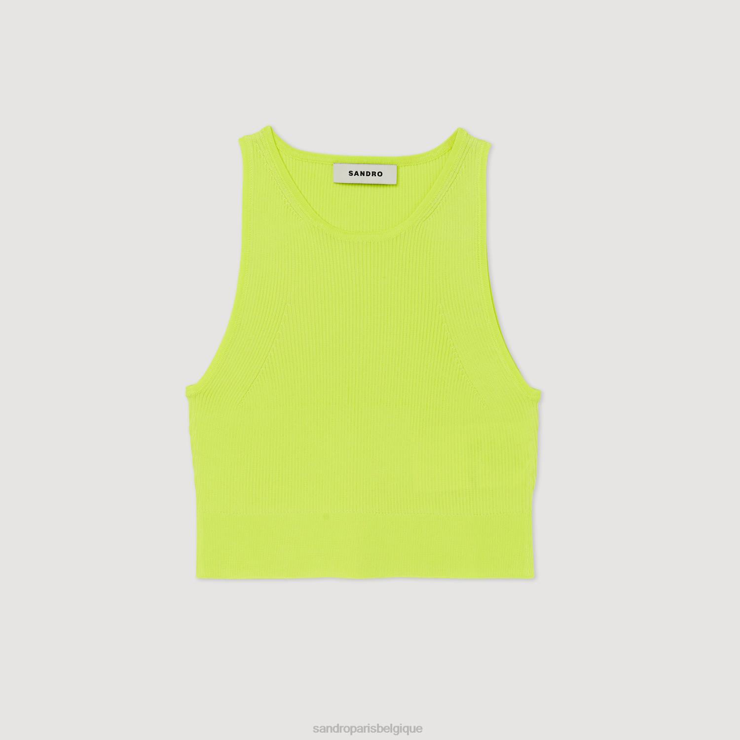 vêtements Sandro Paris haut court en maille Pomme verte femmes XLXD449