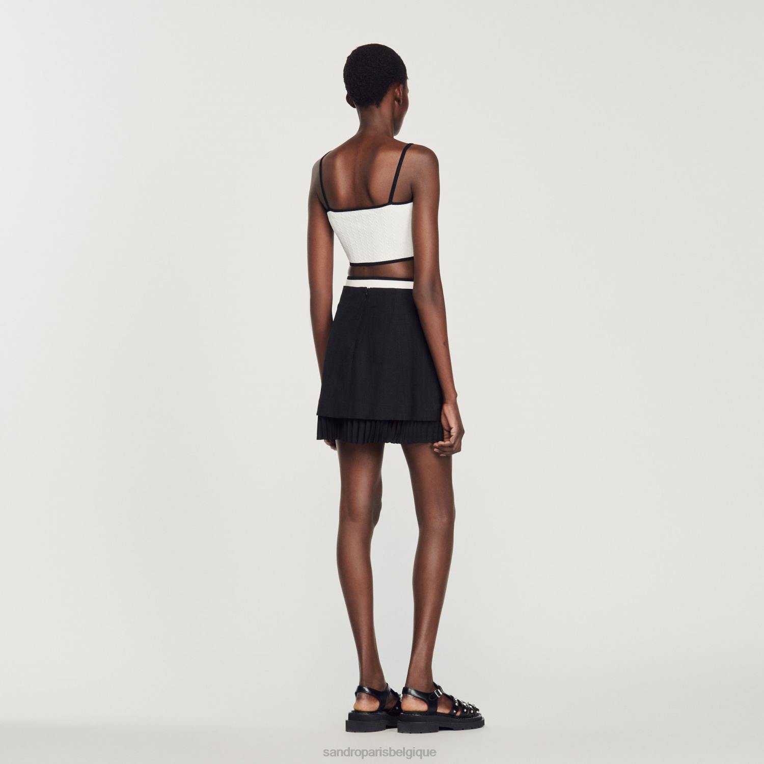 vêtements Sandro Paris haut court en maille blanc femmes XLXD240