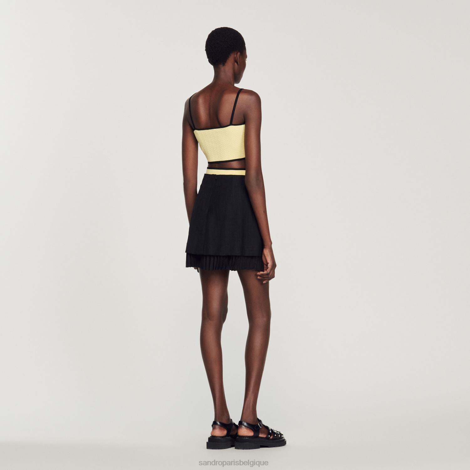 vêtements Sandro Paris haut court en maille une couleur femmes XLXD217