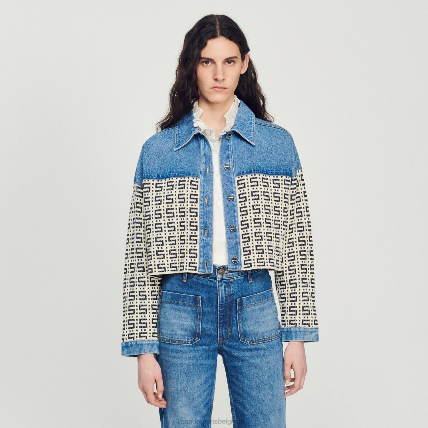 vêtements Sandro Paris manteau court en jean jean bleu femmes XLXD105