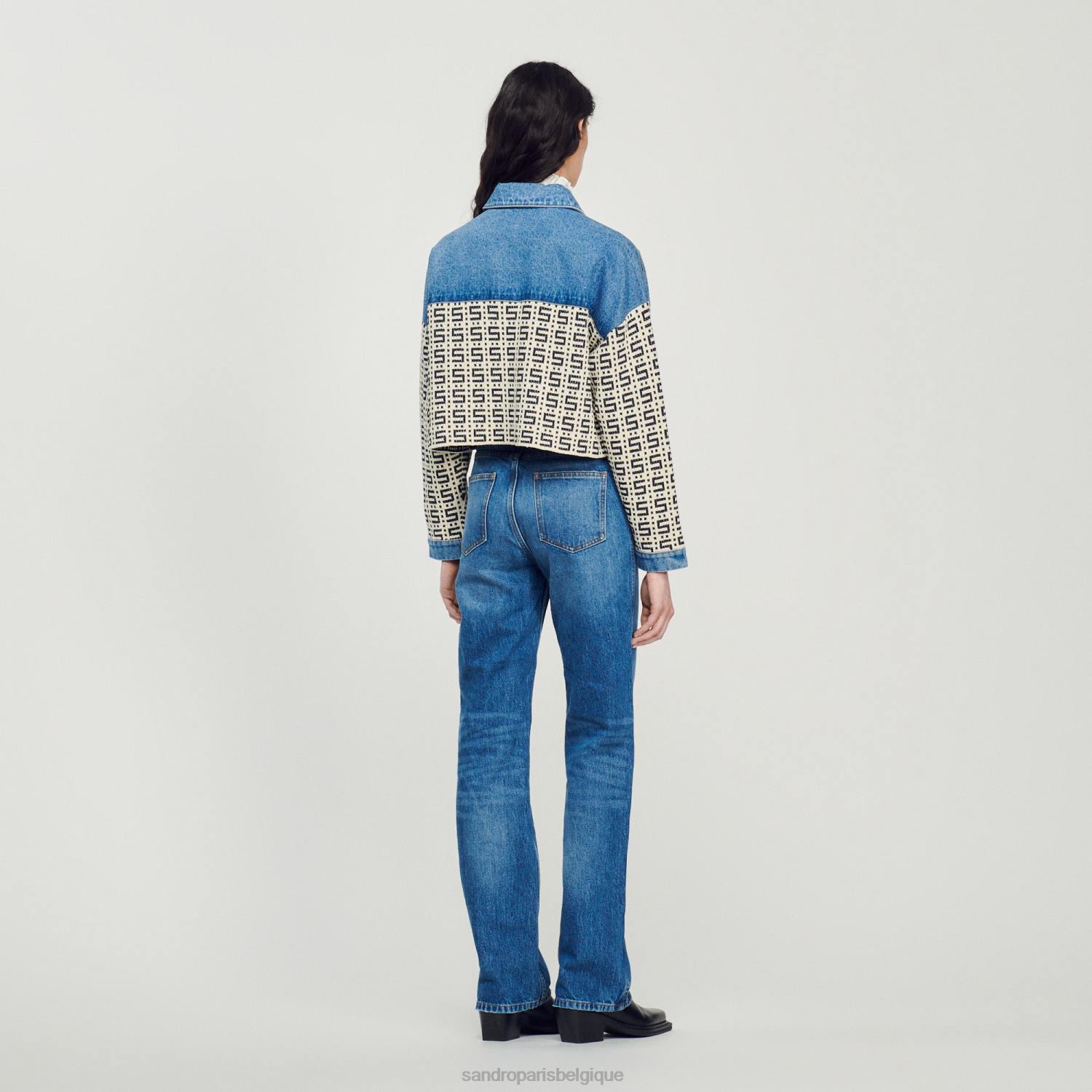 vêtements Sandro Paris manteau court en jean jean bleu femmes XLXD105