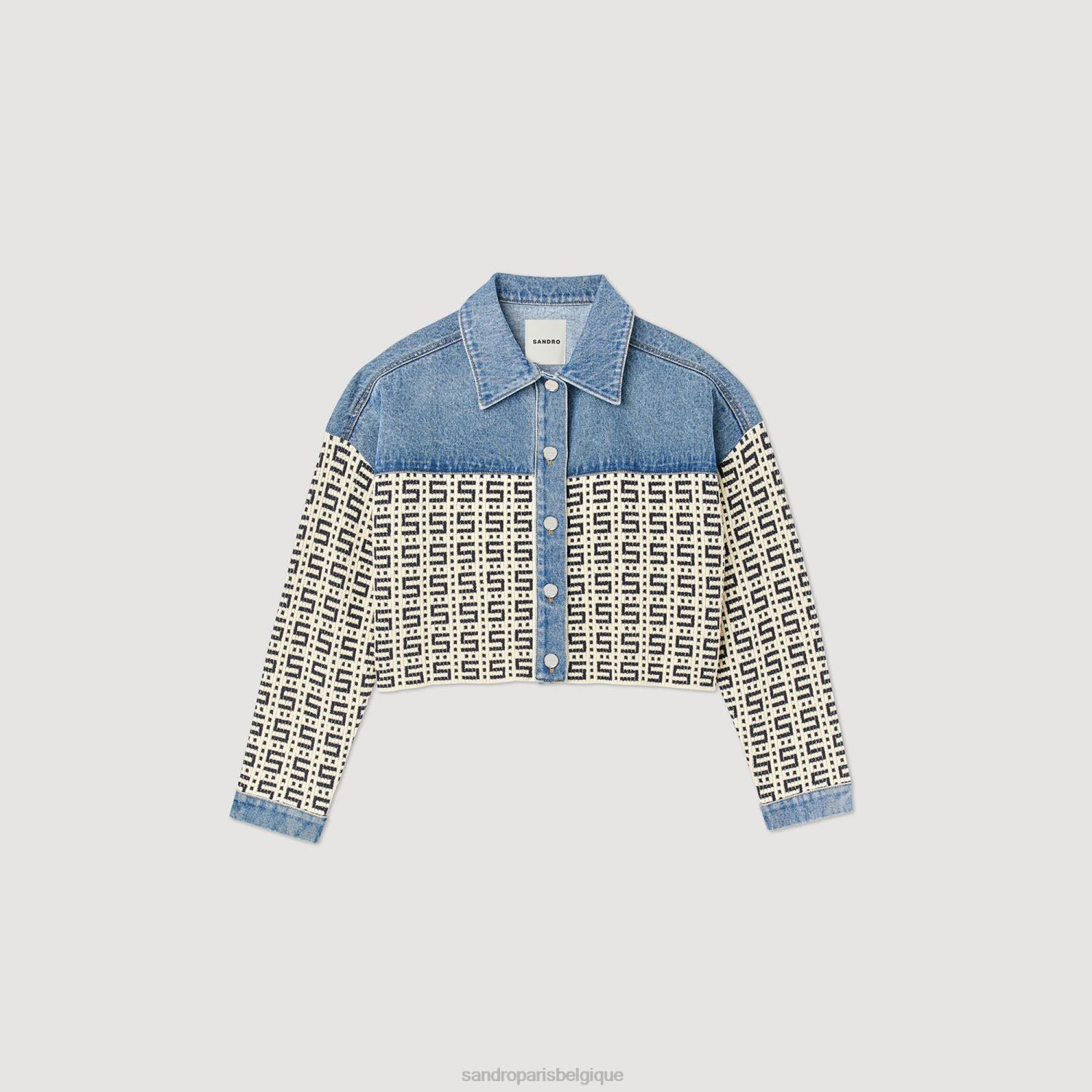 vêtements Sandro Paris manteau court en jean jean bleu femmes XLXD105