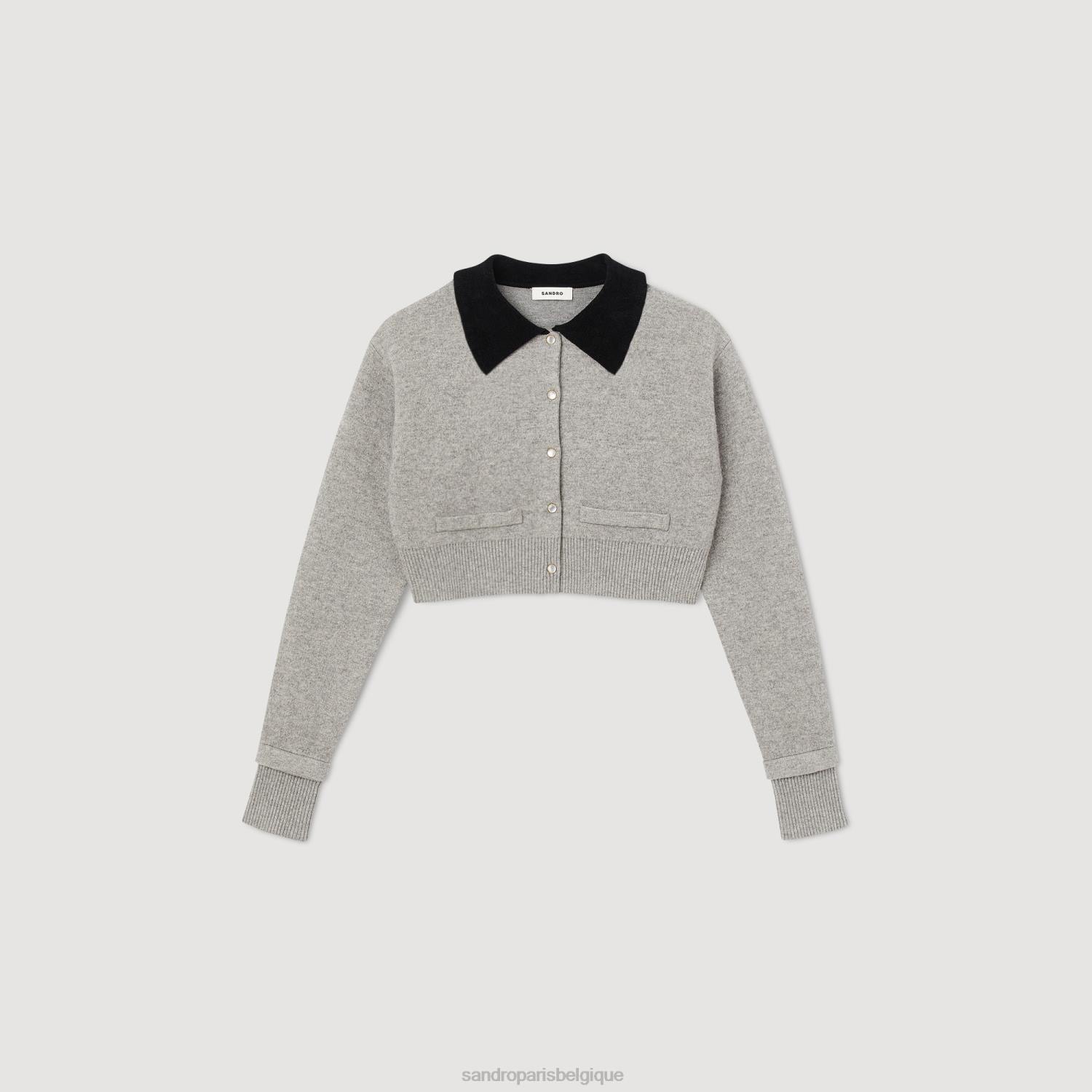 vêtements Sandro Paris manteau court gris femmes XLXD33