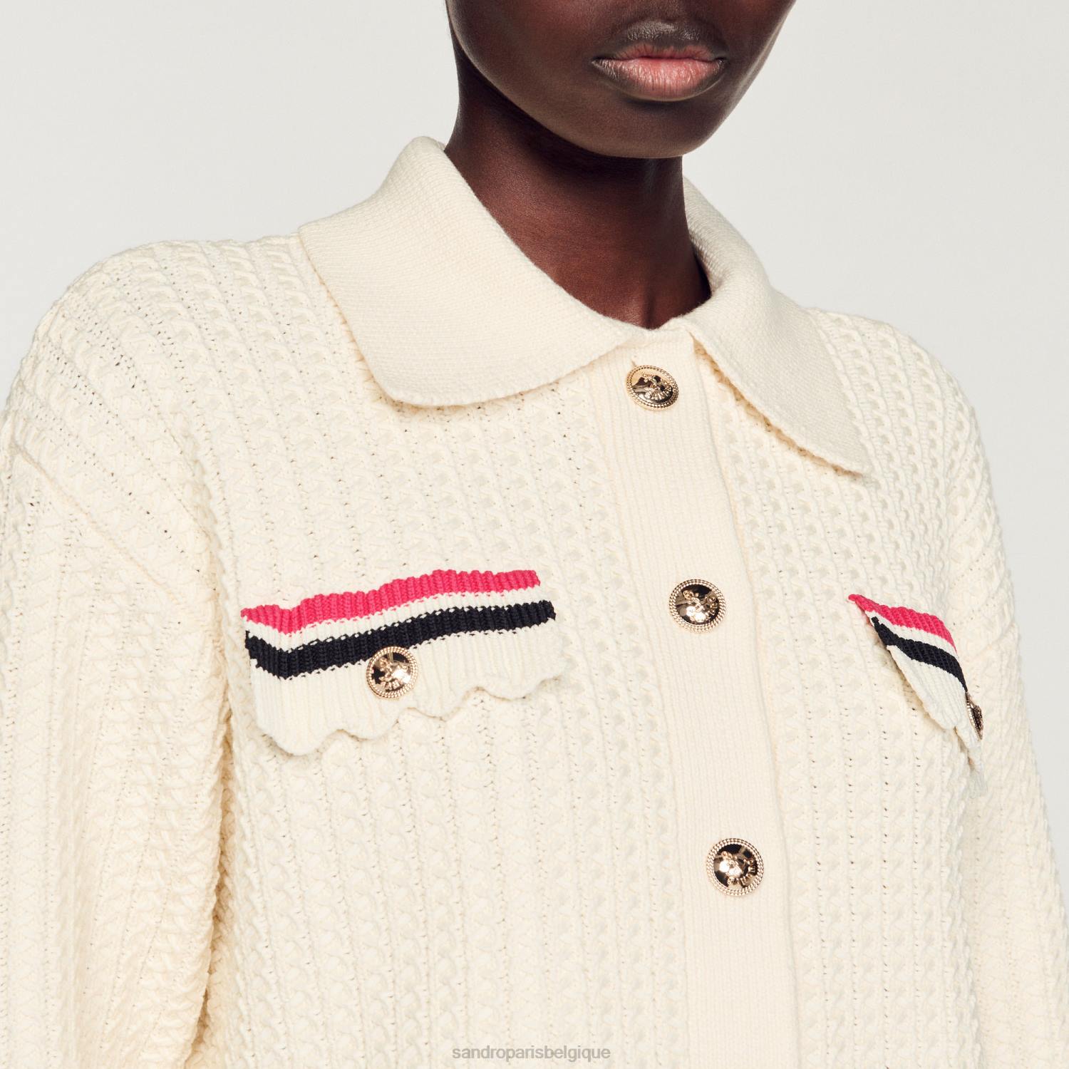 vêtements Sandro Paris manteau en tricot écru femmes XLXD371