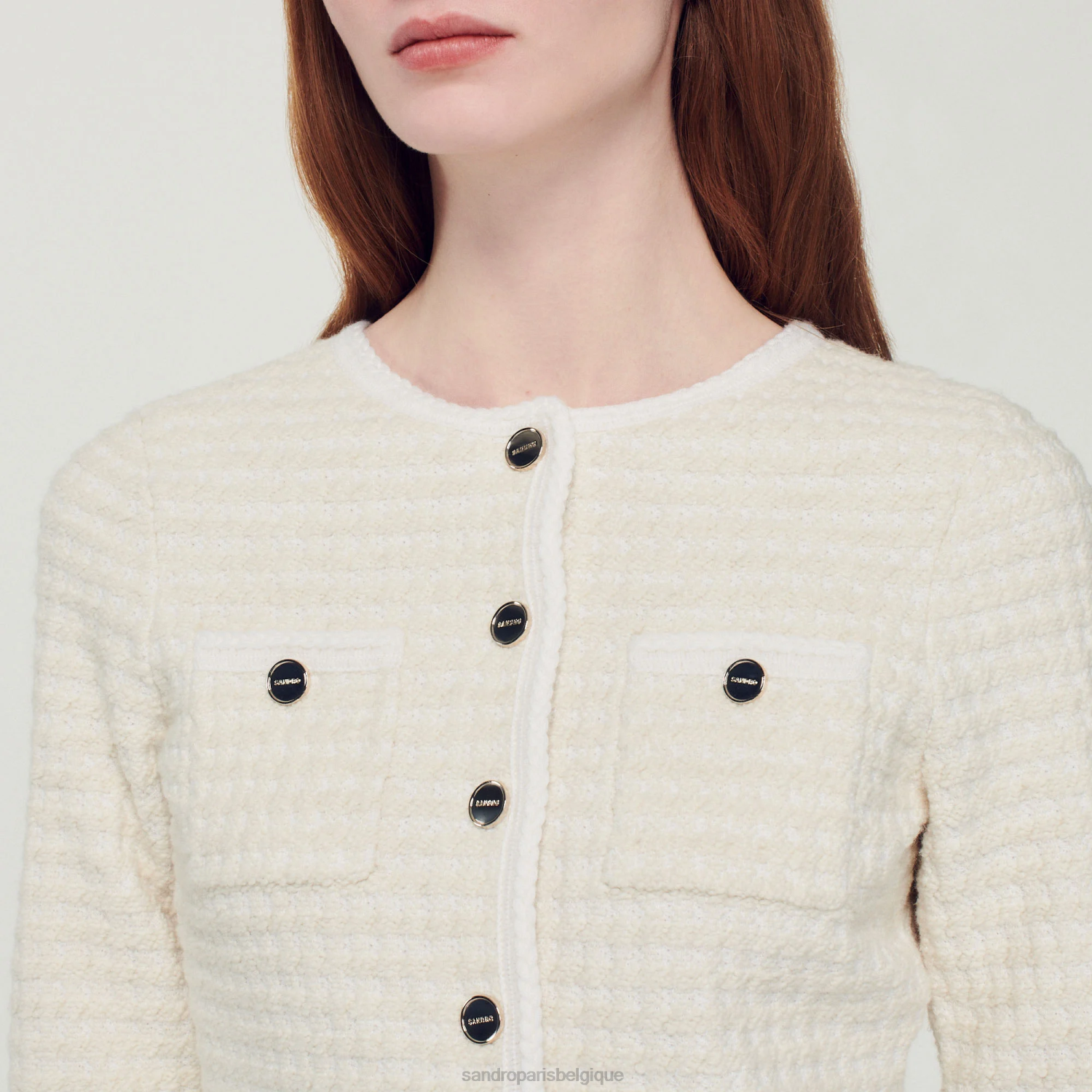 vêtements Sandro Paris manteau en tweed écru femmes XLXD384