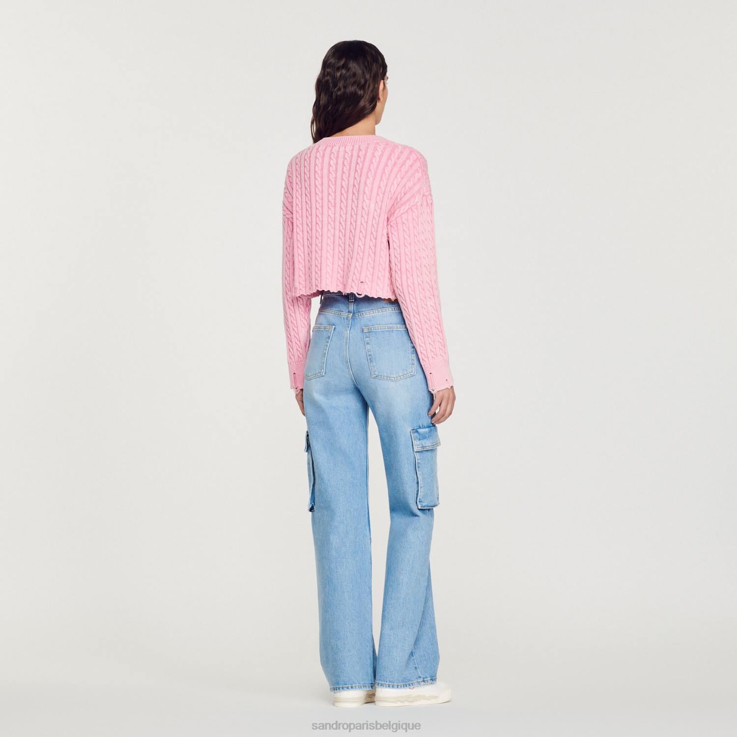 vêtements Sandro Paris pull court avec smiley rose femmes XLXD389