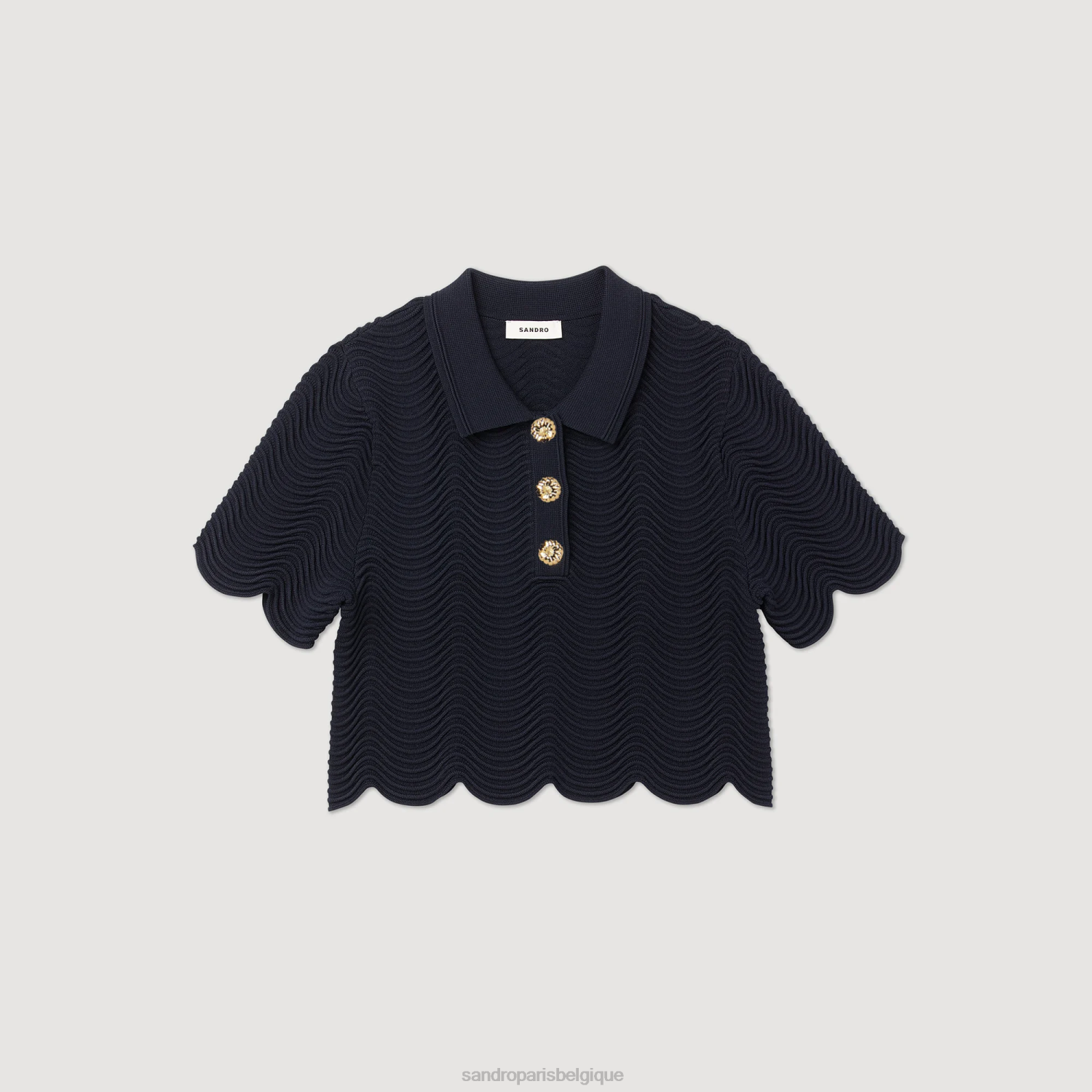 vêtements Sandro Paris pull court en maille bleu marine femmes XLXD120
