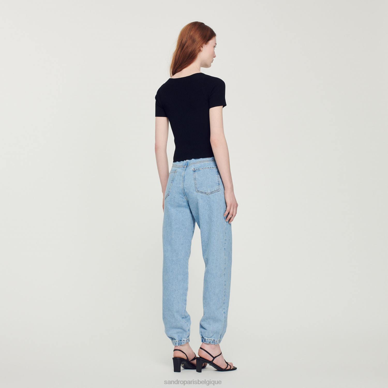 vêtements Sandro Paris pull court noué noir femmes XLXD313