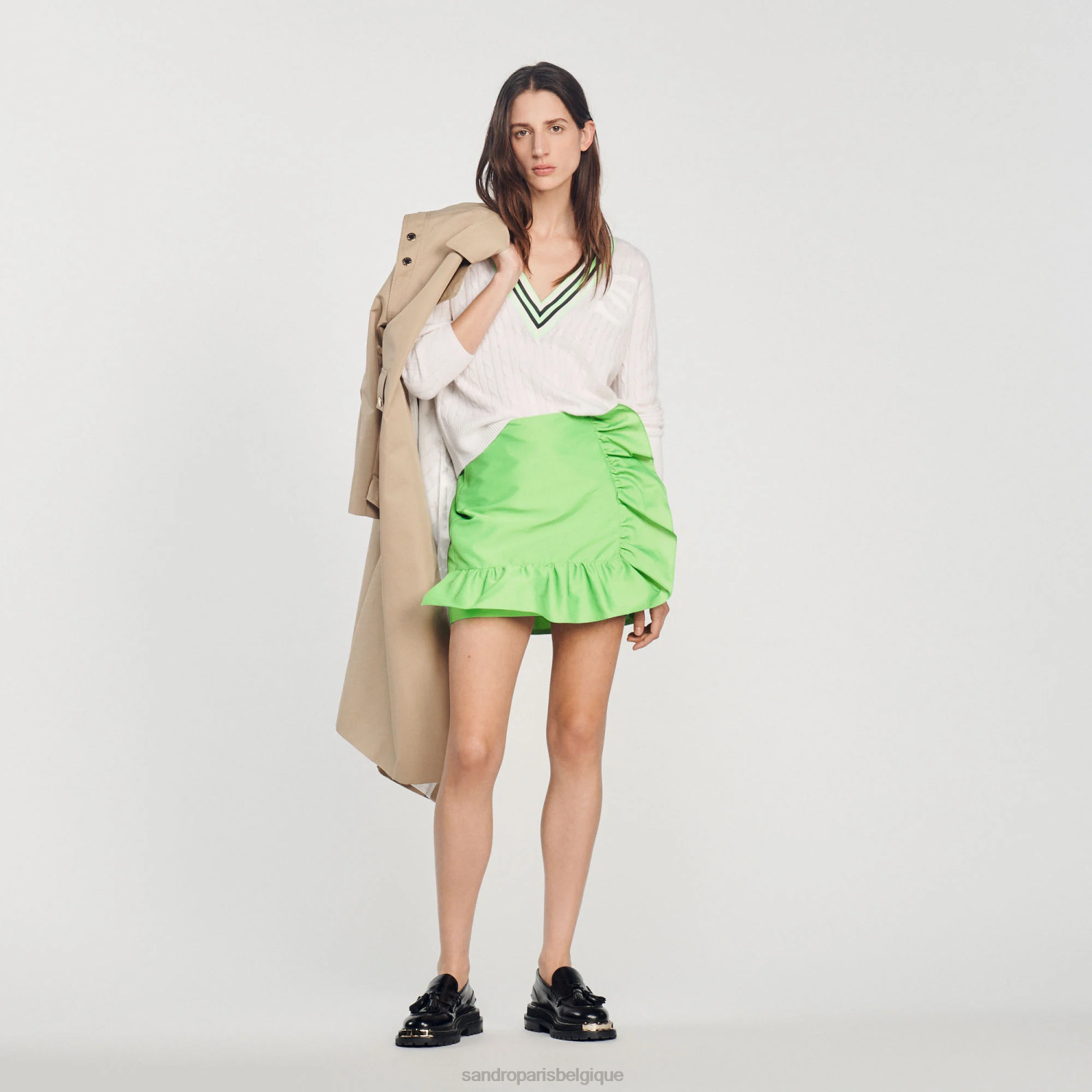 vêtements Sandro Paris pull à patch s écru femmes XLXD398