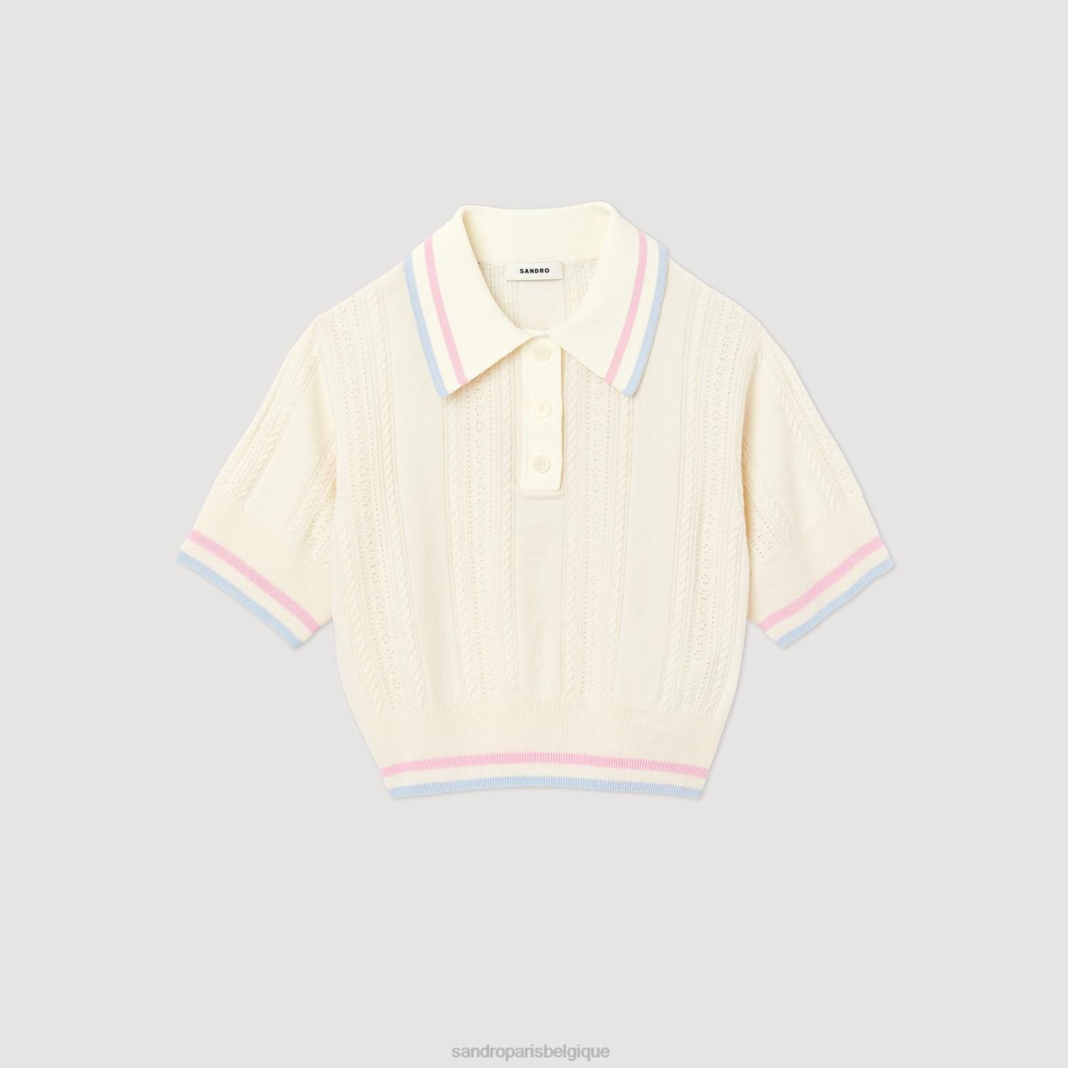 vêtements Sandro Paris pull polo tricoté écru femmes XLXD330