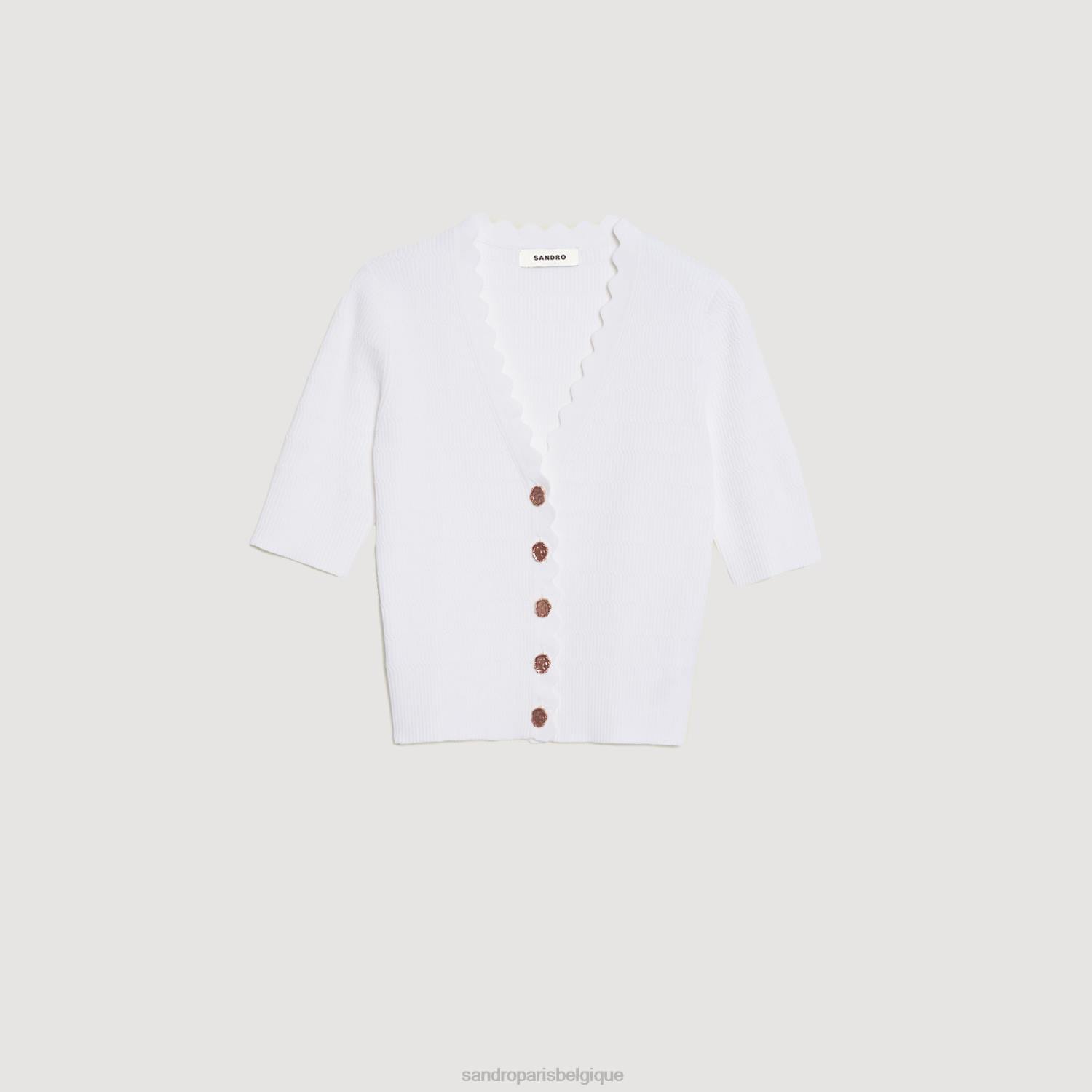 vêtements Sandro Paris pull tricoté avec boutons fantaisie blanc cassé femmes XLXD260