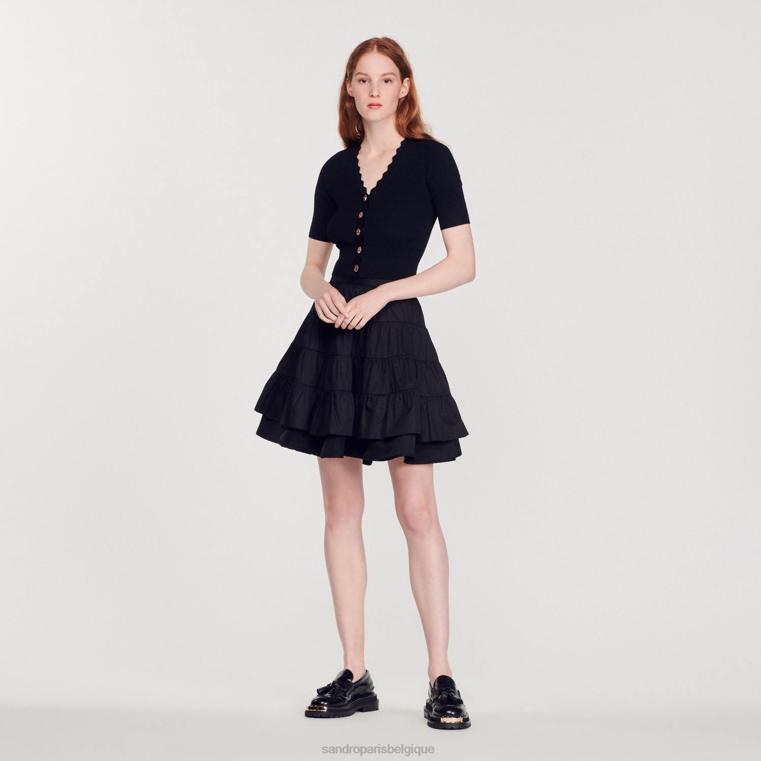 vêtements Sandro Paris pull tricoté avec boutons fantaisie noir femmes XLXD249