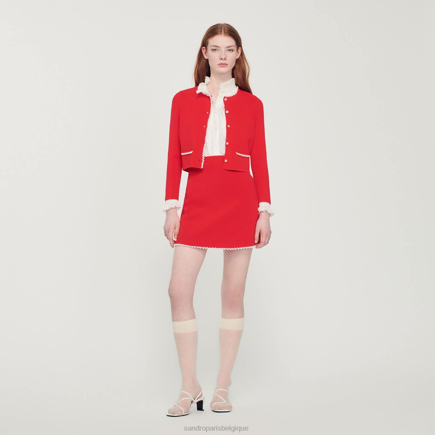 vêtements Sandro Paris veste perlée une couleur femmes XLXD335