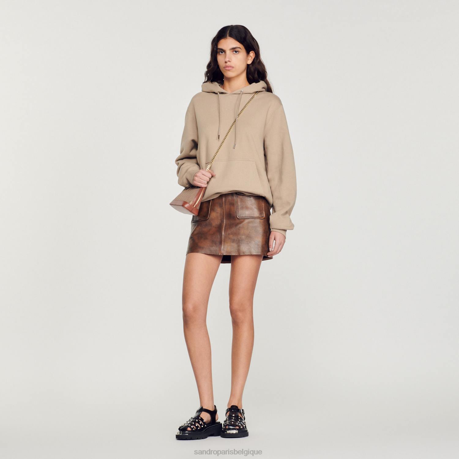 vêtements Sandro Paris sweat à capuche brodé beige femmes XLXD810
