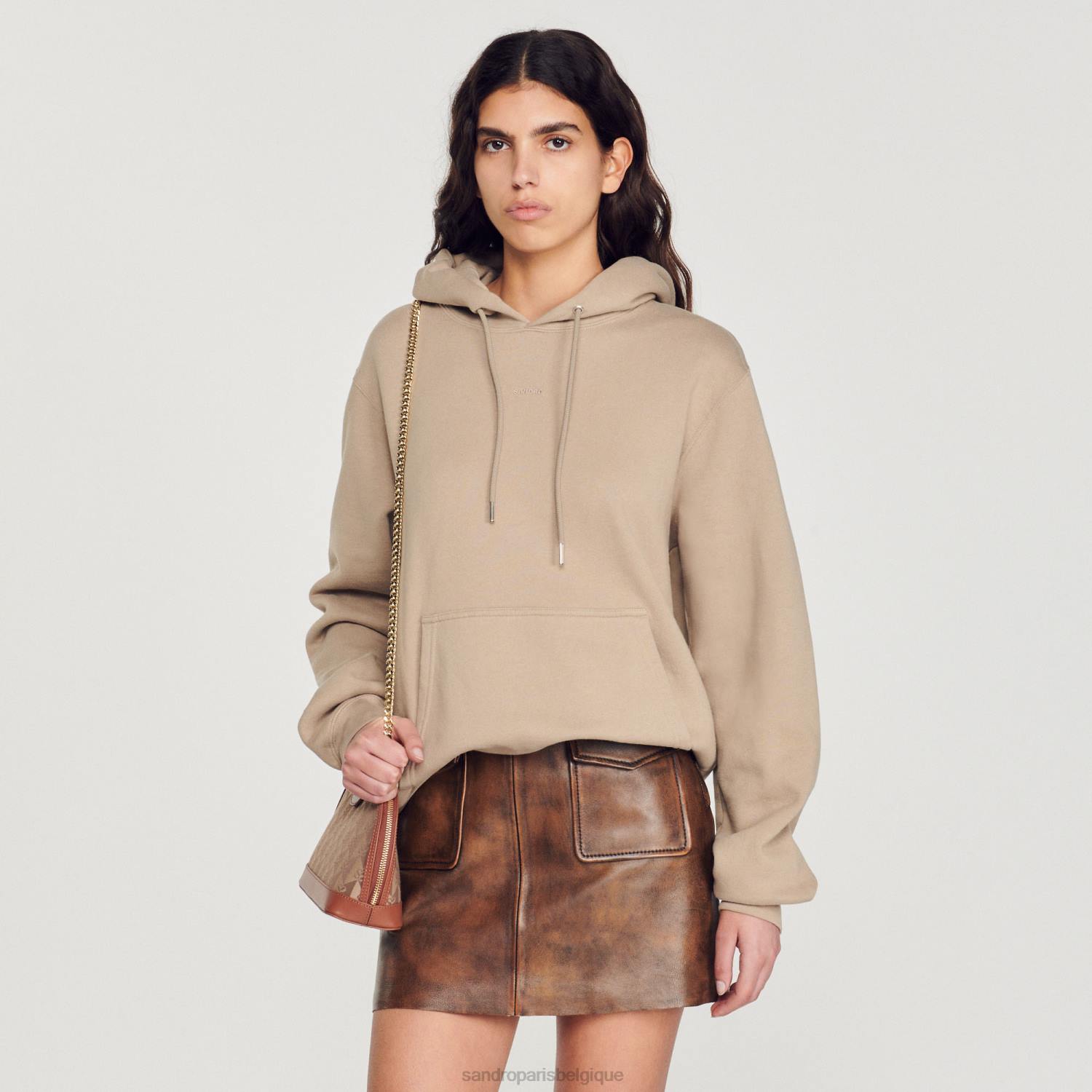 vêtements Sandro Paris sweat à capuche brodé beige femmes XLXD810