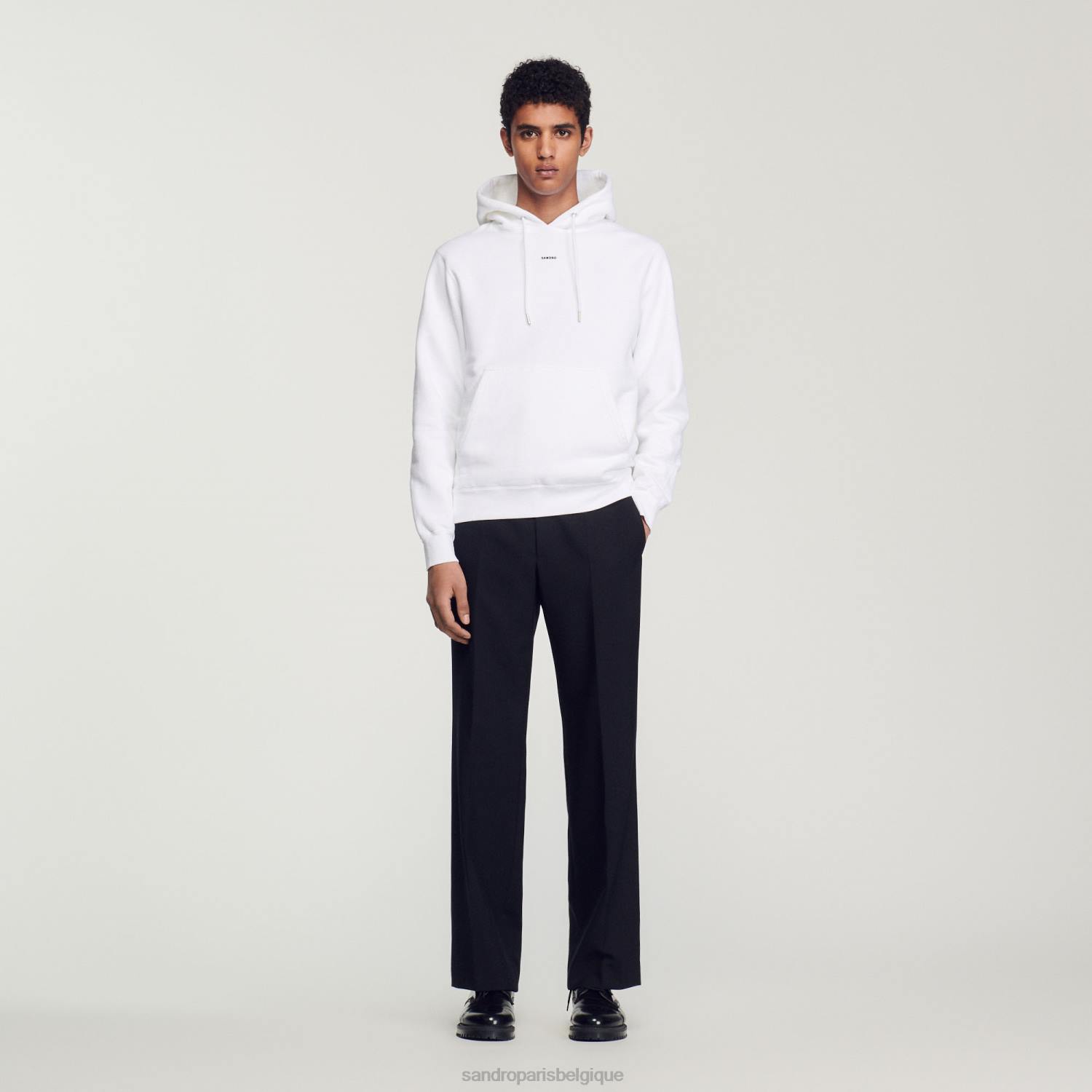vêtements Sandro Paris sweat à capuche brodé blanc femmes XLXD808