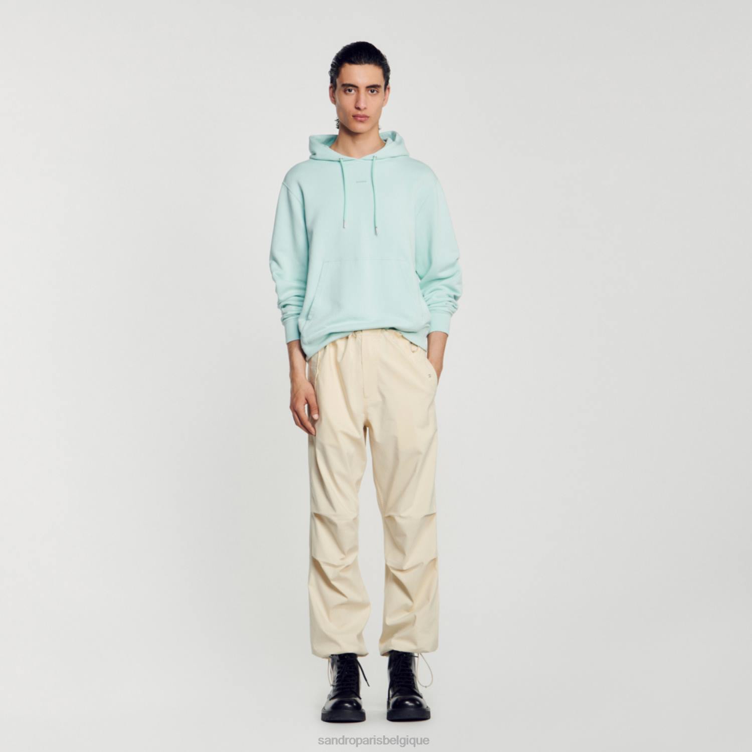 vêtements Sandro Paris sweat à capuche brodé bleu menthe femmes XLXD811