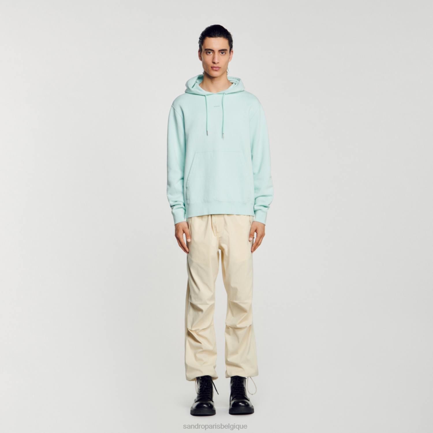 vêtements Sandro Paris sweat à capuche brodé bleu menthe femmes XLXD811