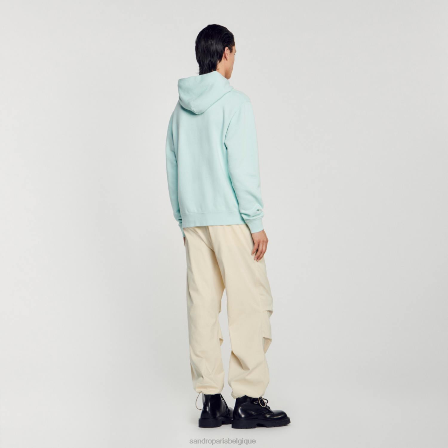 vêtements Sandro Paris sweat à capuche brodé bleu menthe femmes XLXD811
