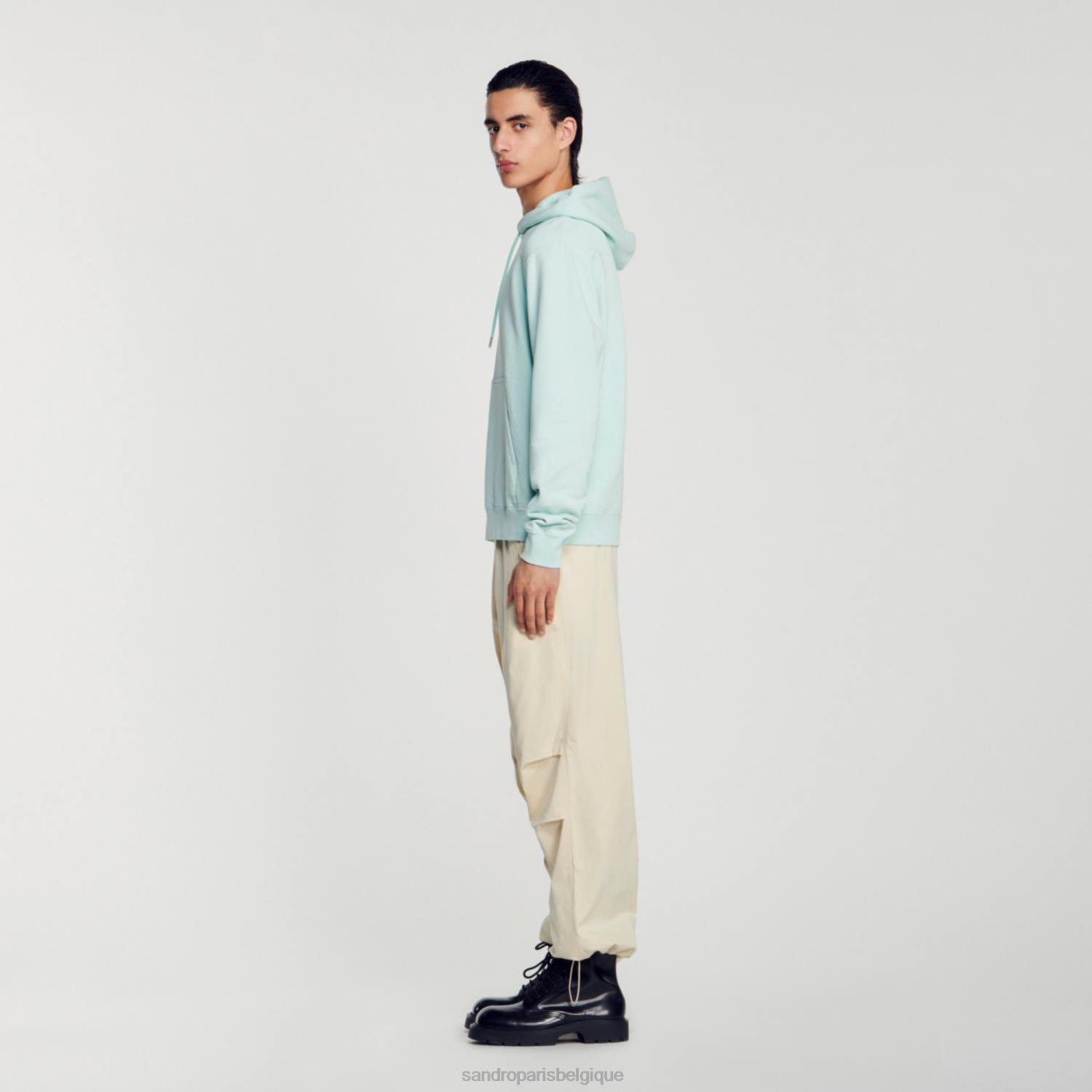 vêtements Sandro Paris sweat à capuche brodé bleu menthe femmes XLXD811