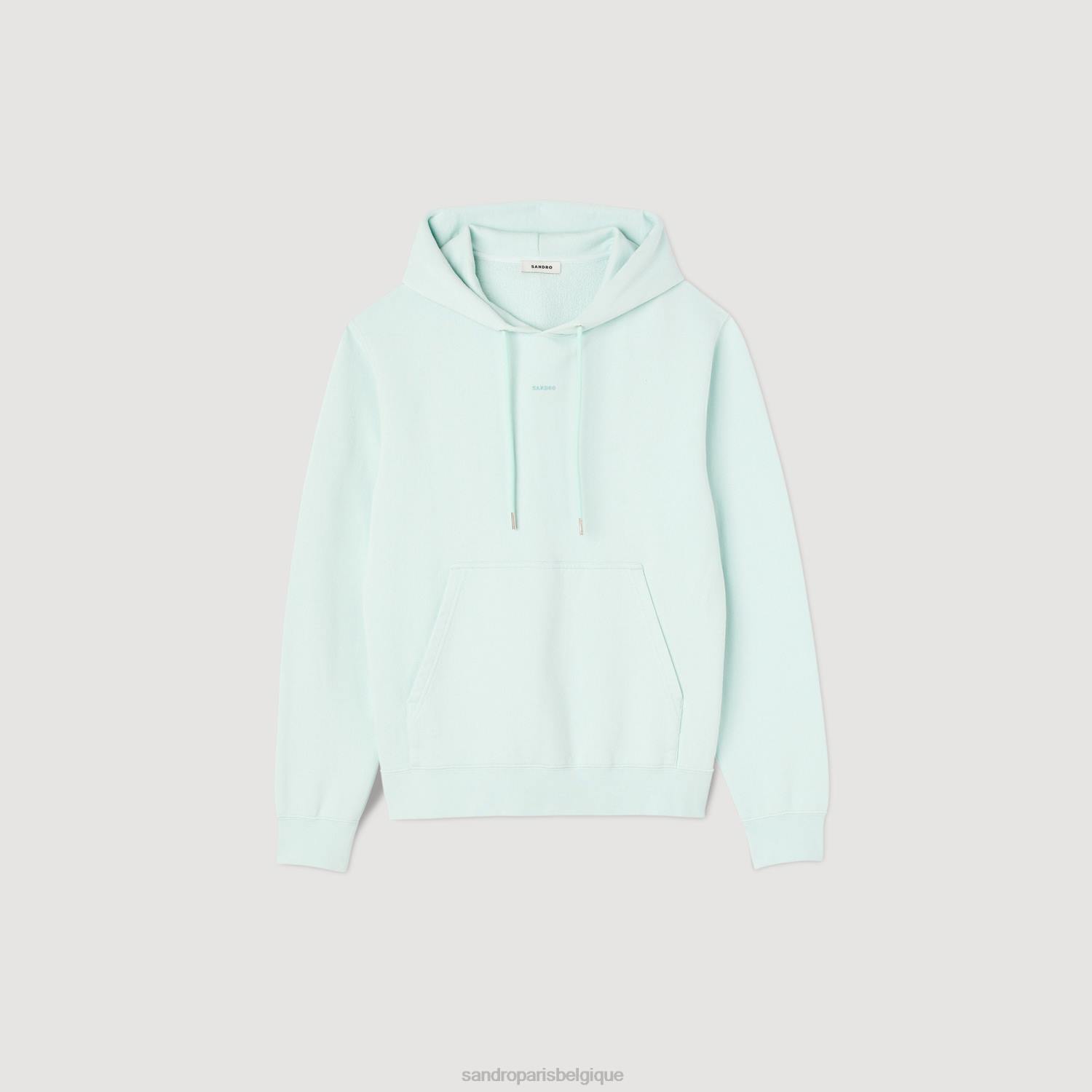 vêtements Sandro Paris sweat à capuche brodé bleu menthe femmes XLXD811
