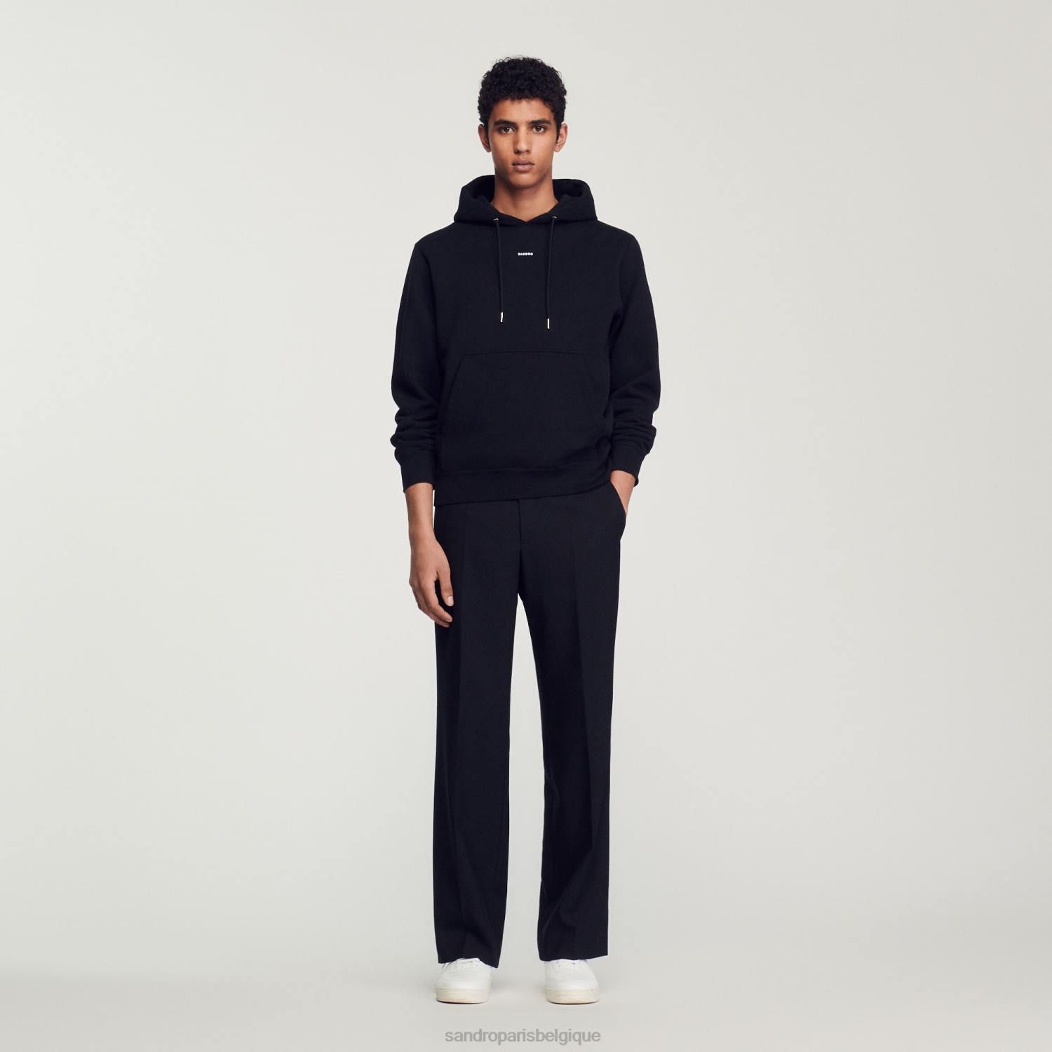 vêtements Sandro Paris sweat à capuche brodé noir femmes XLXD809