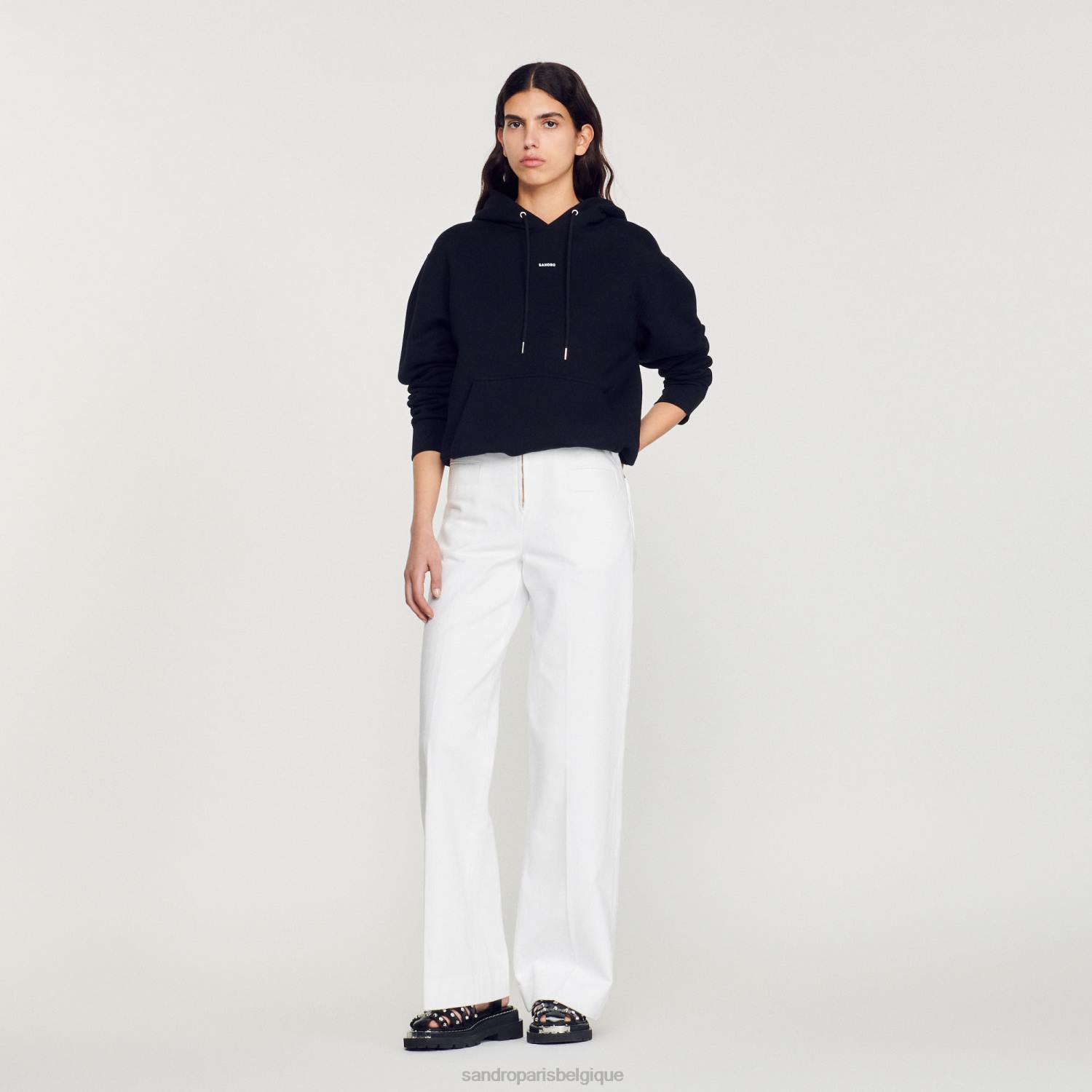 vêtements Sandro Paris sweat à capuche brodé noir femmes XLXD809
