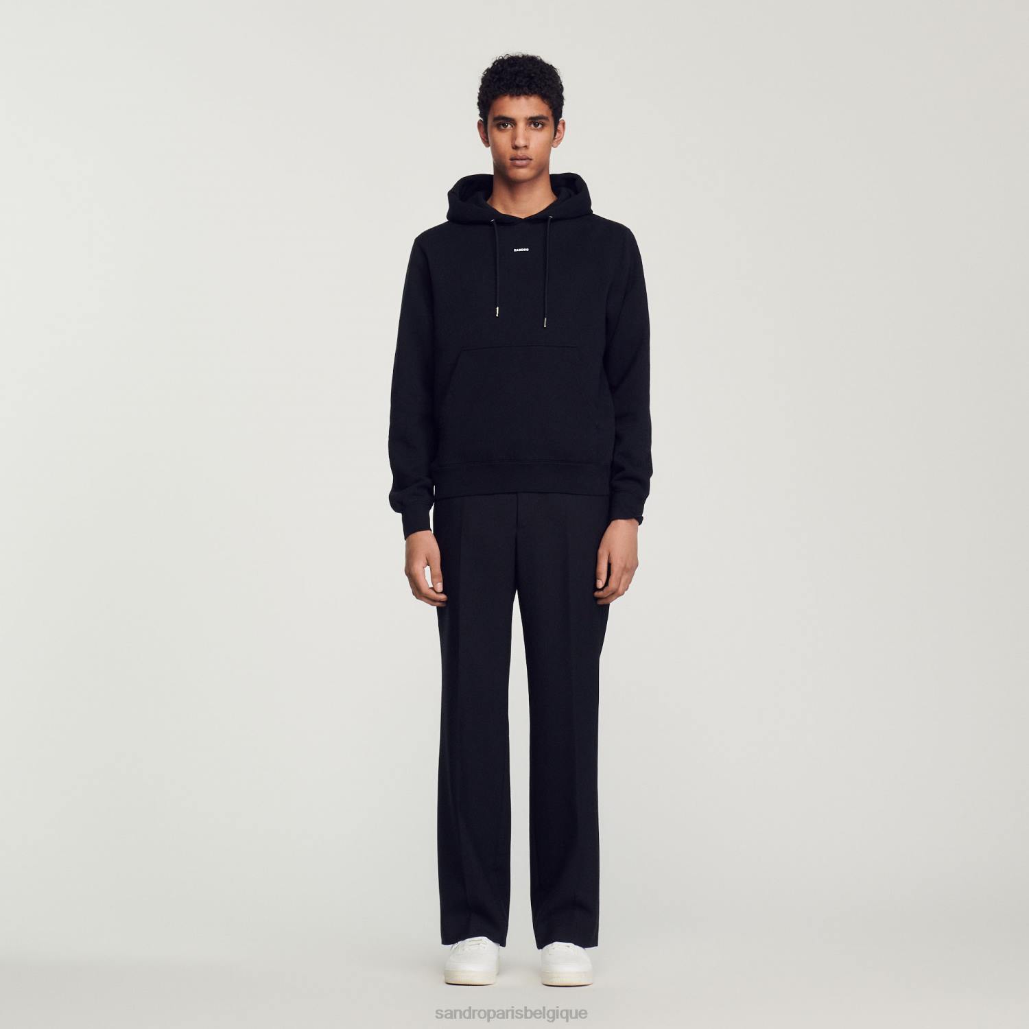 vêtements Sandro Paris sweat à capuche brodé noir femmes XLXD809