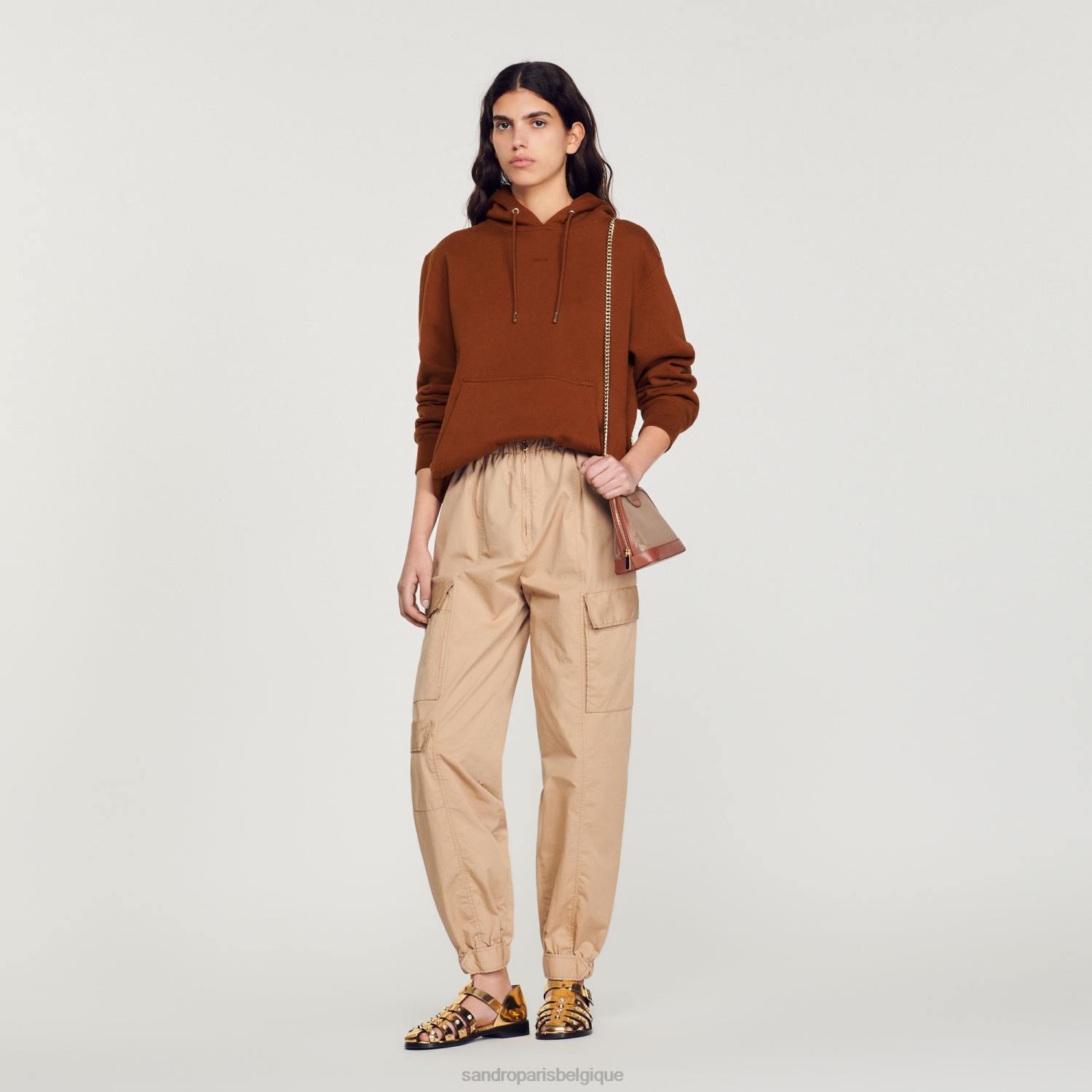 vêtements Sandro Paris sweat à capuche brodé une couleur femmes XLXD759
