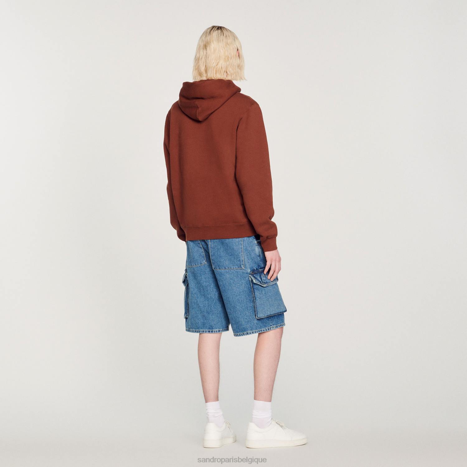 vêtements Sandro Paris sweat à capuche brodé une couleur femmes XLXD759