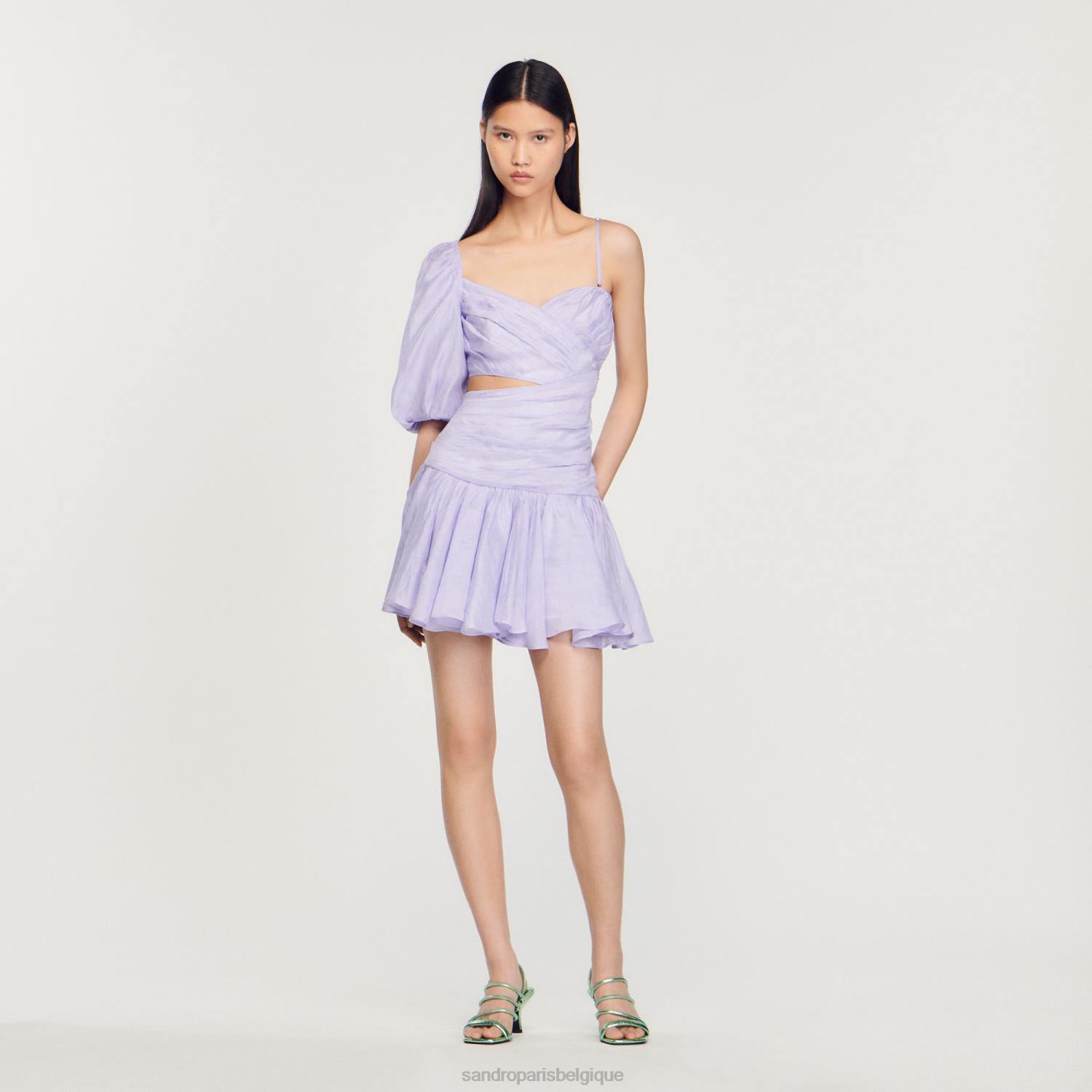 vêtements Sandro Paris robe asymétrique drapée lilas femmes XLXD416