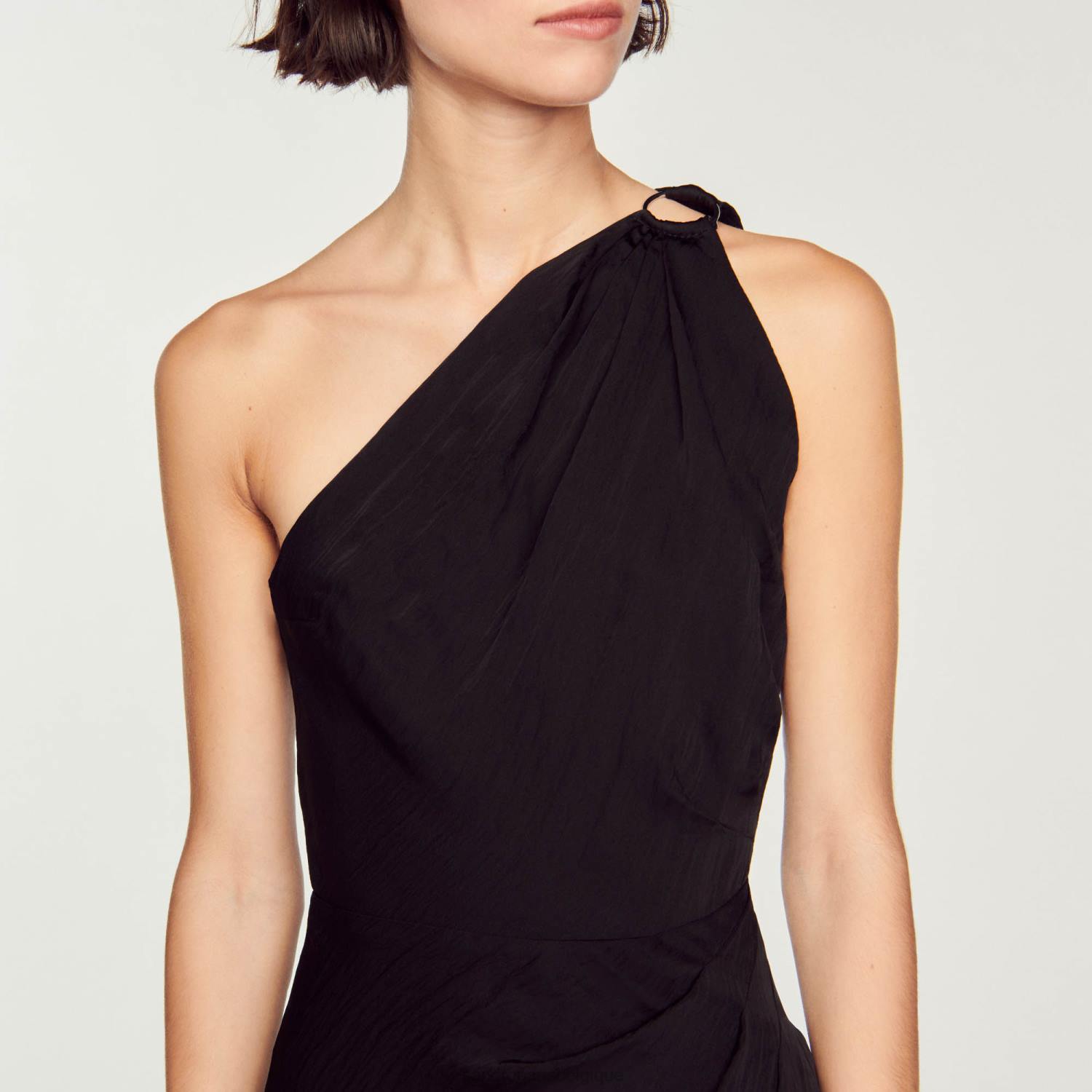 vêtements Sandro Paris robe asymétrique noir femmes XLXD57