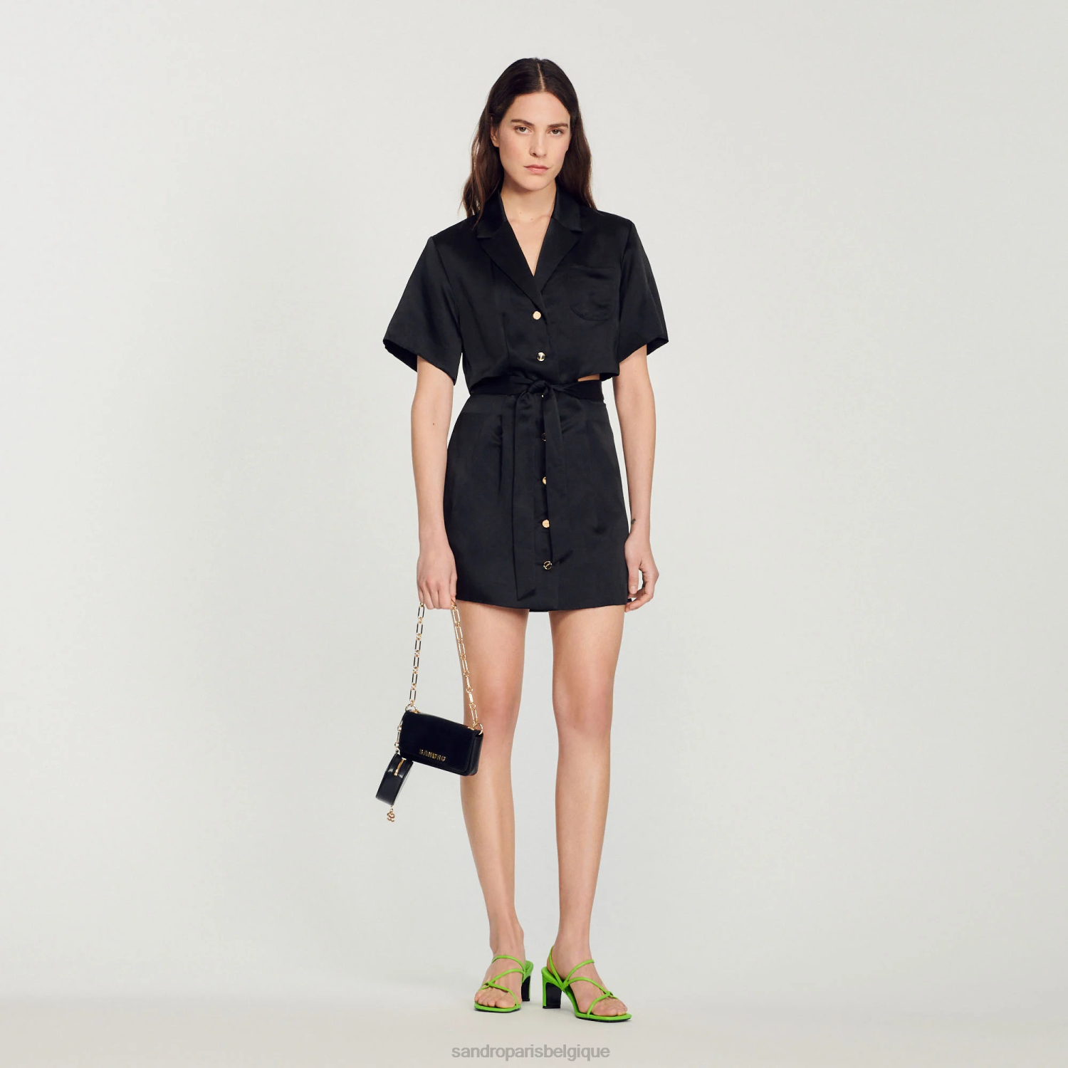 vêtements Sandro Paris robe courte ajourée noir femmes XLXD322
