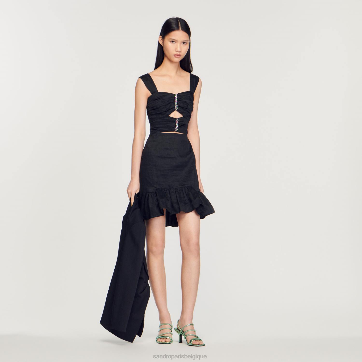 vêtements Sandro Paris robe courte avec bijoux noir femmes XLXD337